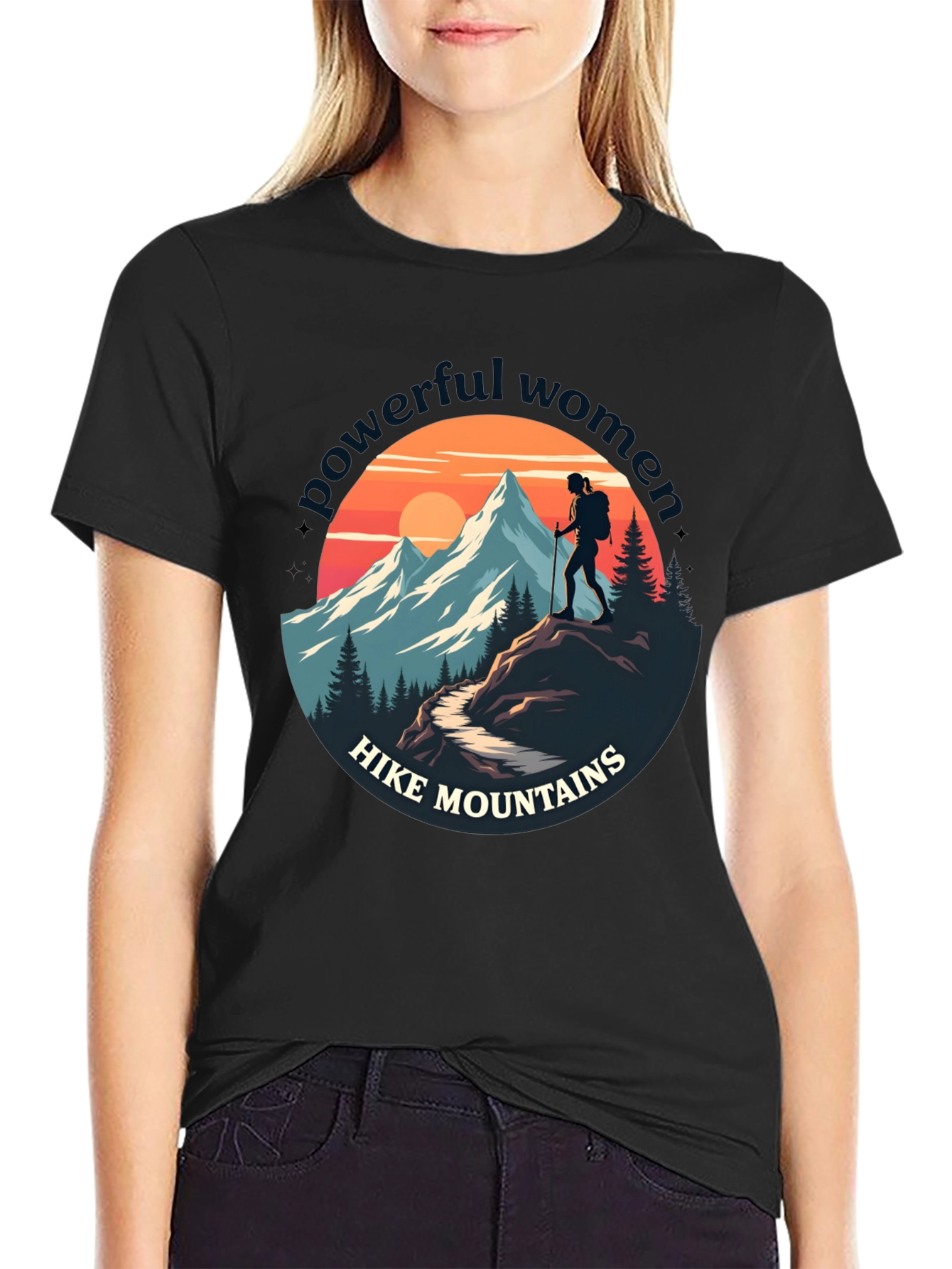 Powerful Women Hike Mountains Graphic Tee