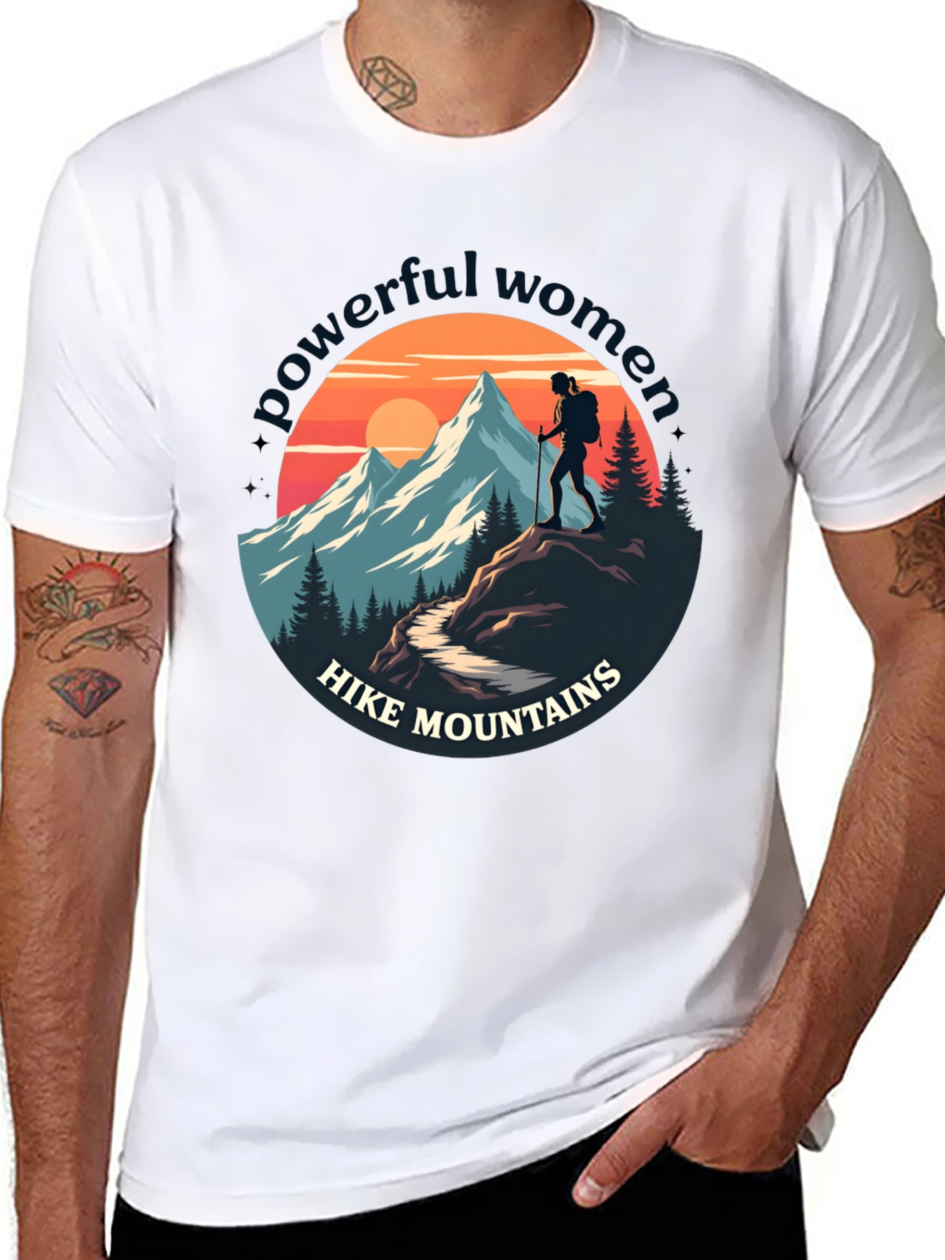 Powerful Women Hike Mountains Graphic Tee