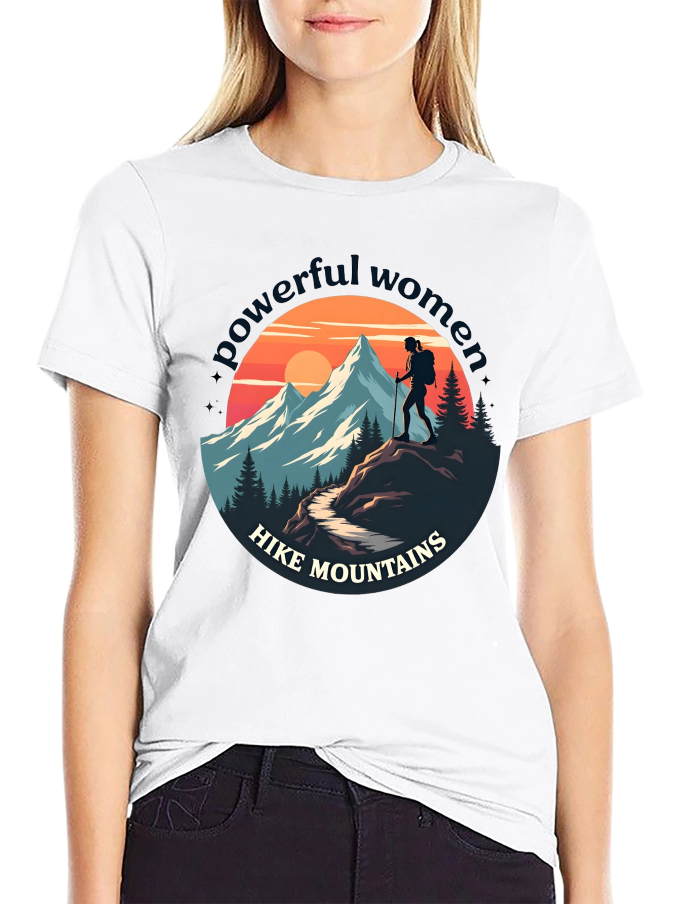 Powerful Women Hike Mountains Graphic Tee