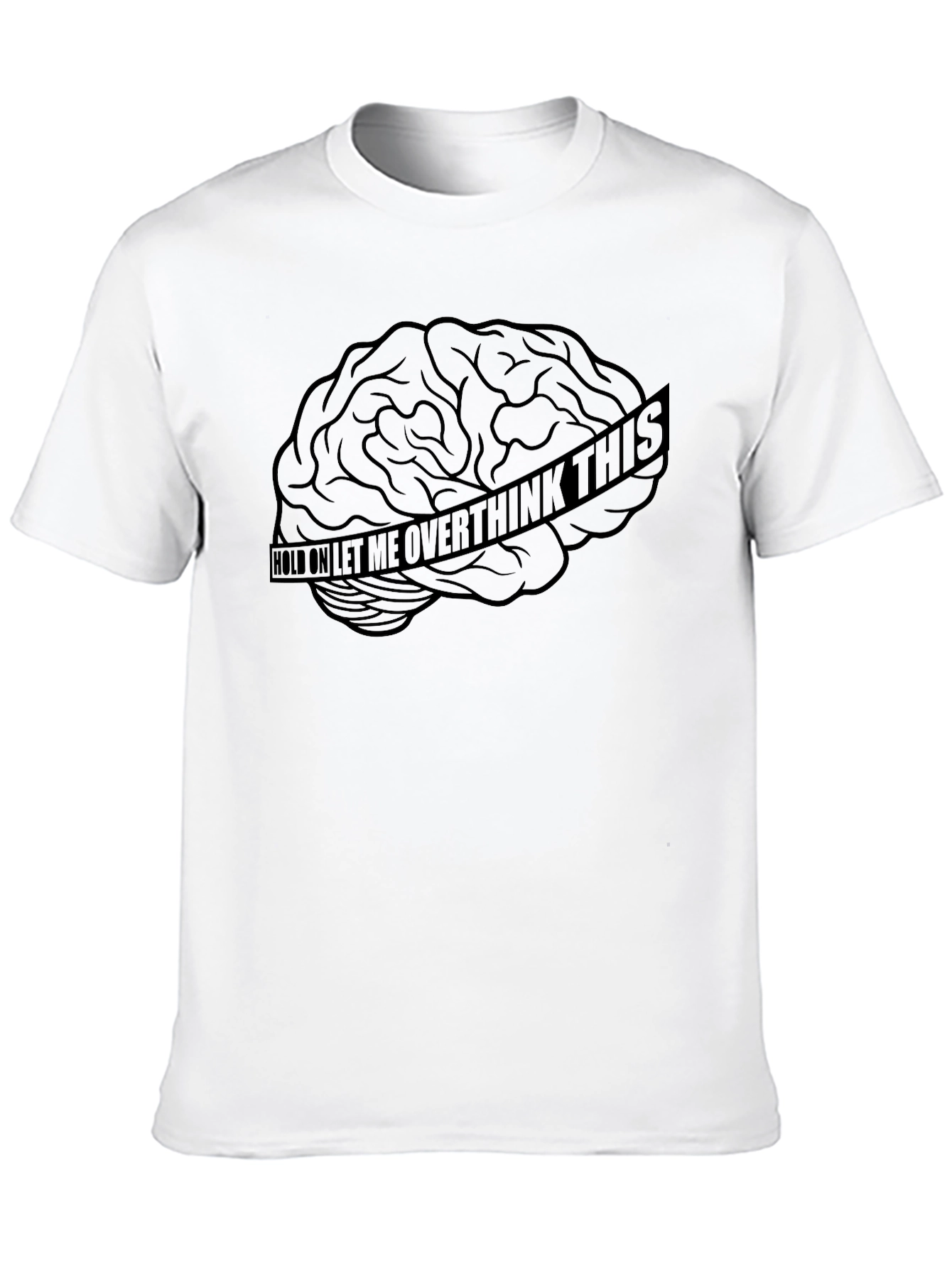 Overthink Brain Graphic Black Tee - Bold Statement Shirt