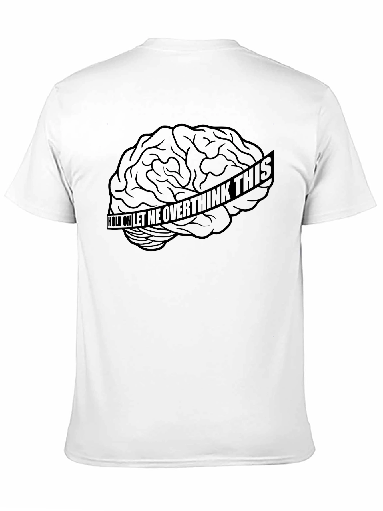 Overthink Brain Graphic Black Tee - Bold Statement Shirt