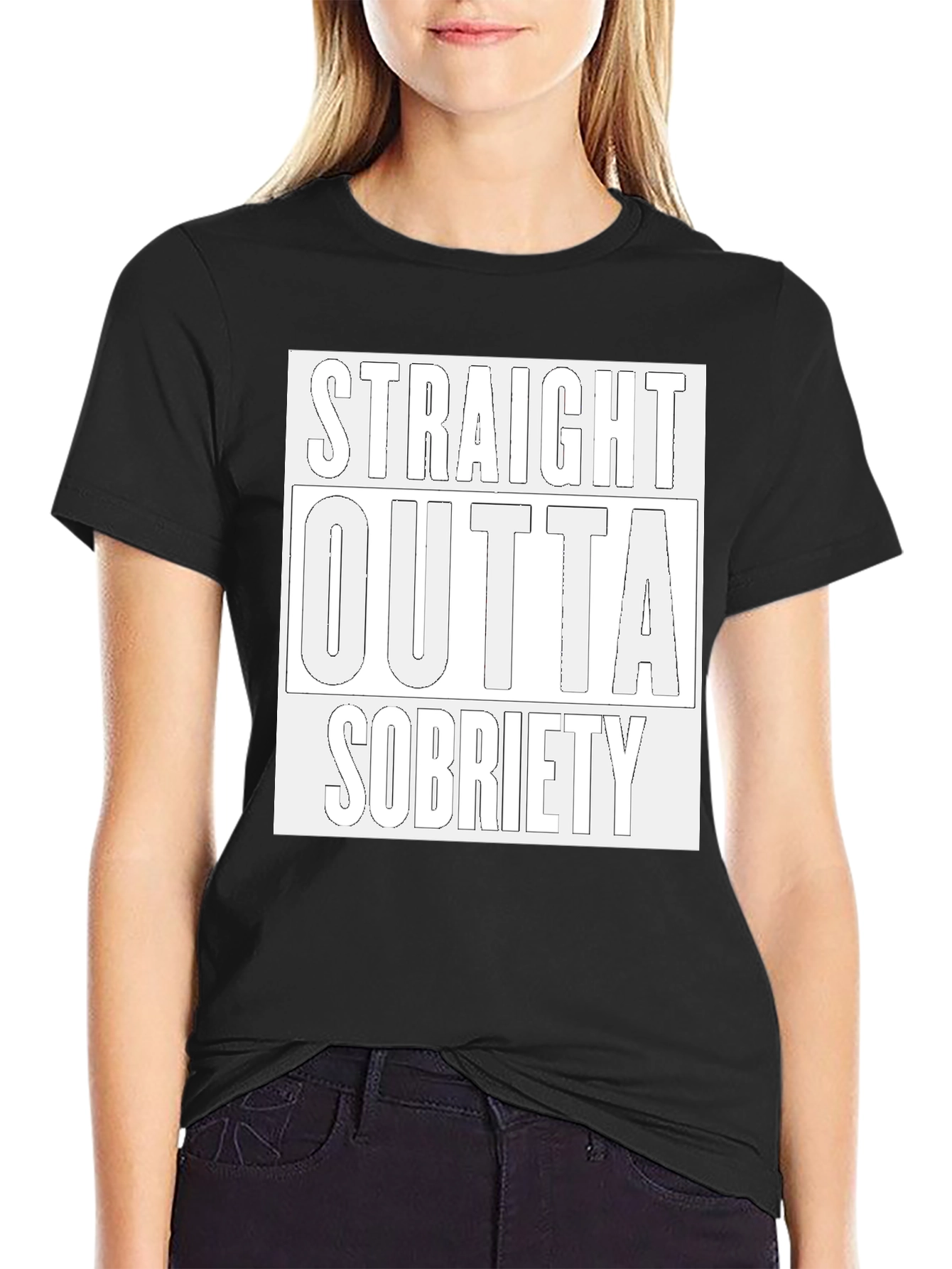Straight Outta Sobriety Black T-Shirt