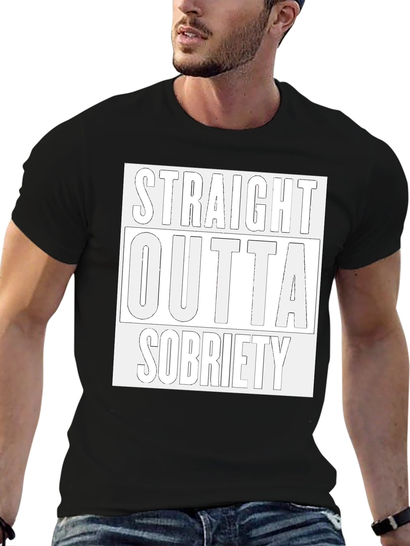 Straight Outta Sobriety Black T-Shirt