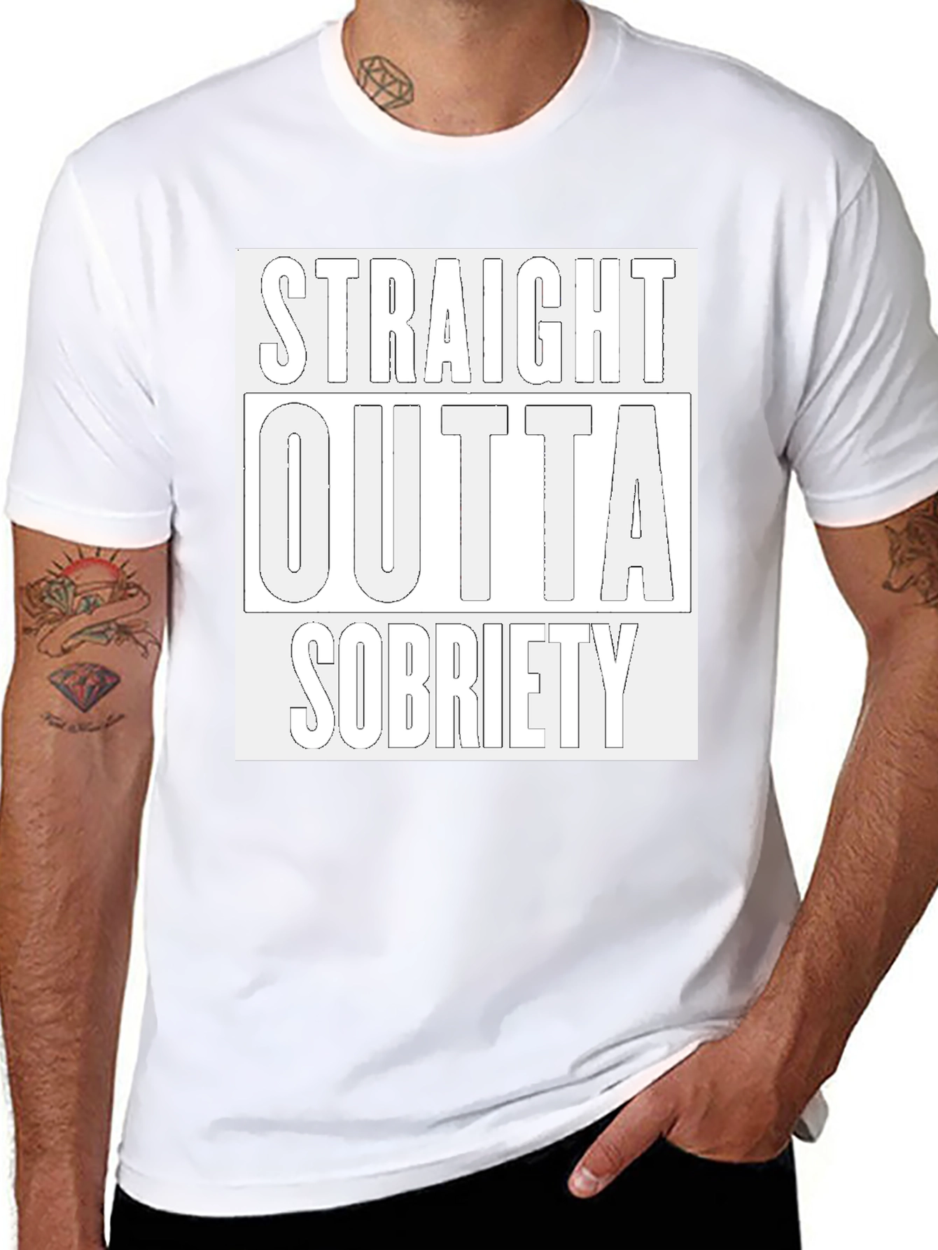 Straight Outta Sobriety Black T-Shirt