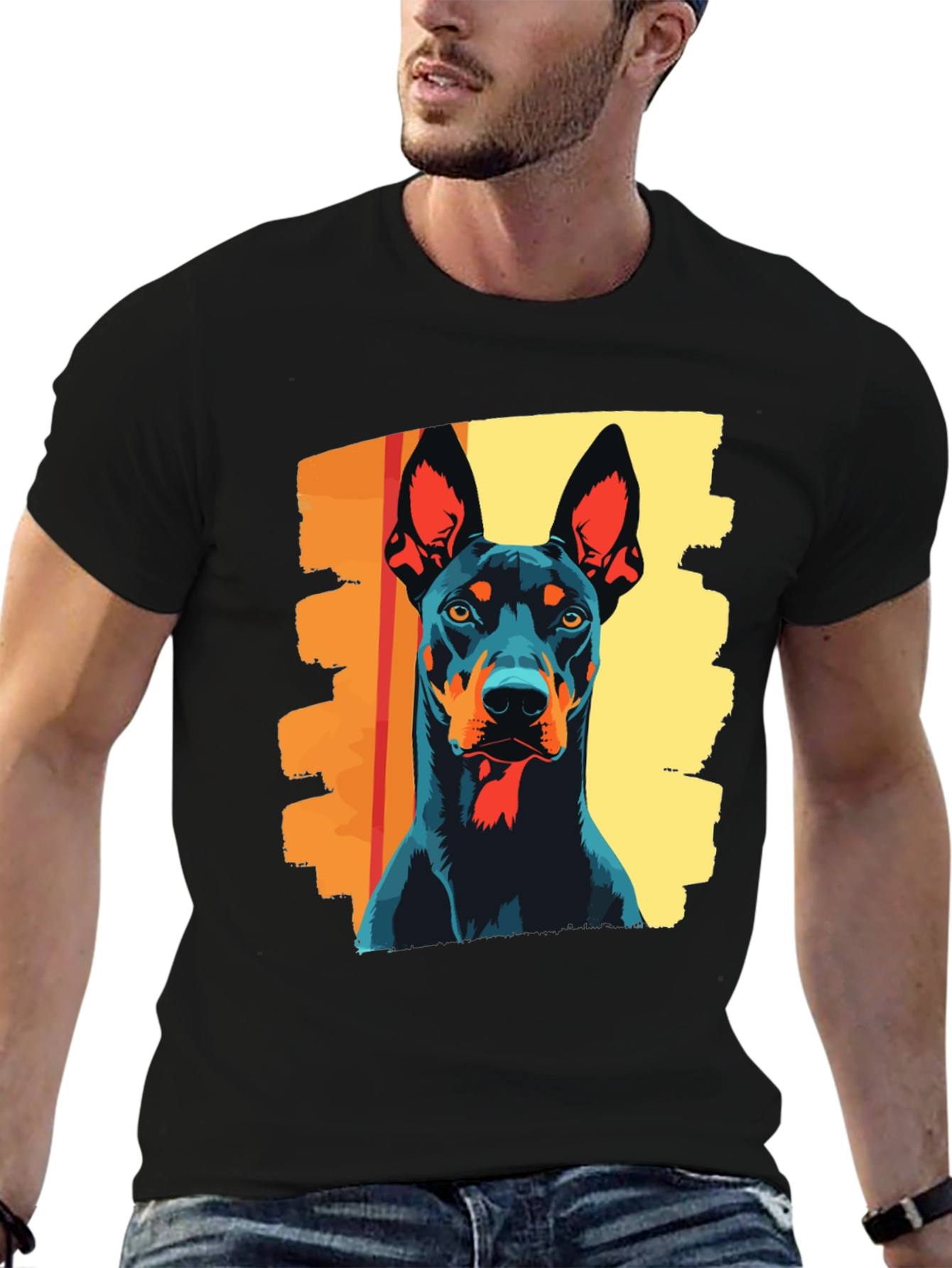 Doberman Dog Graphic Tee - Stylish Black T-Shirt
