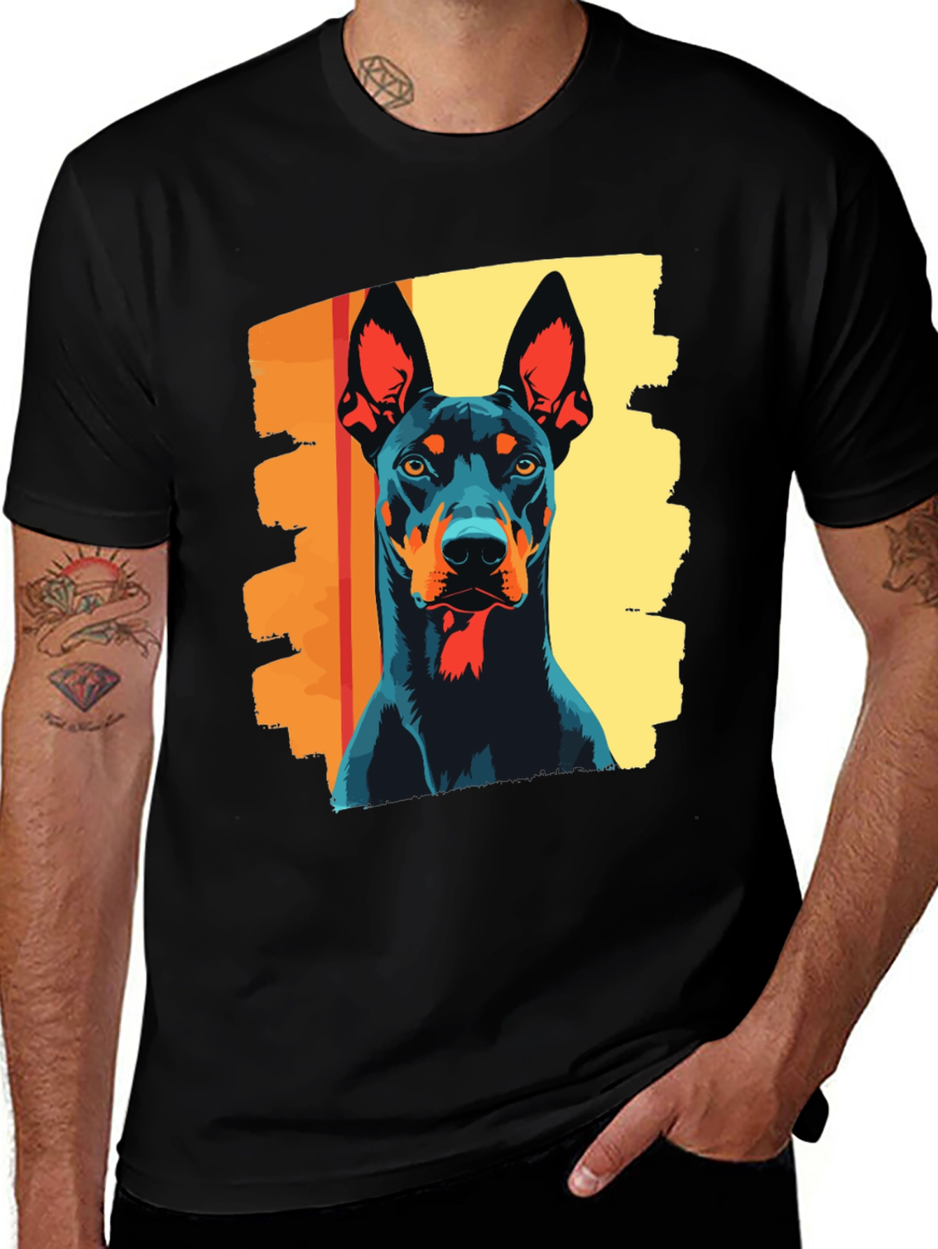 Doberman Dog Graphic Tee - Stylish Black T-Shirt
