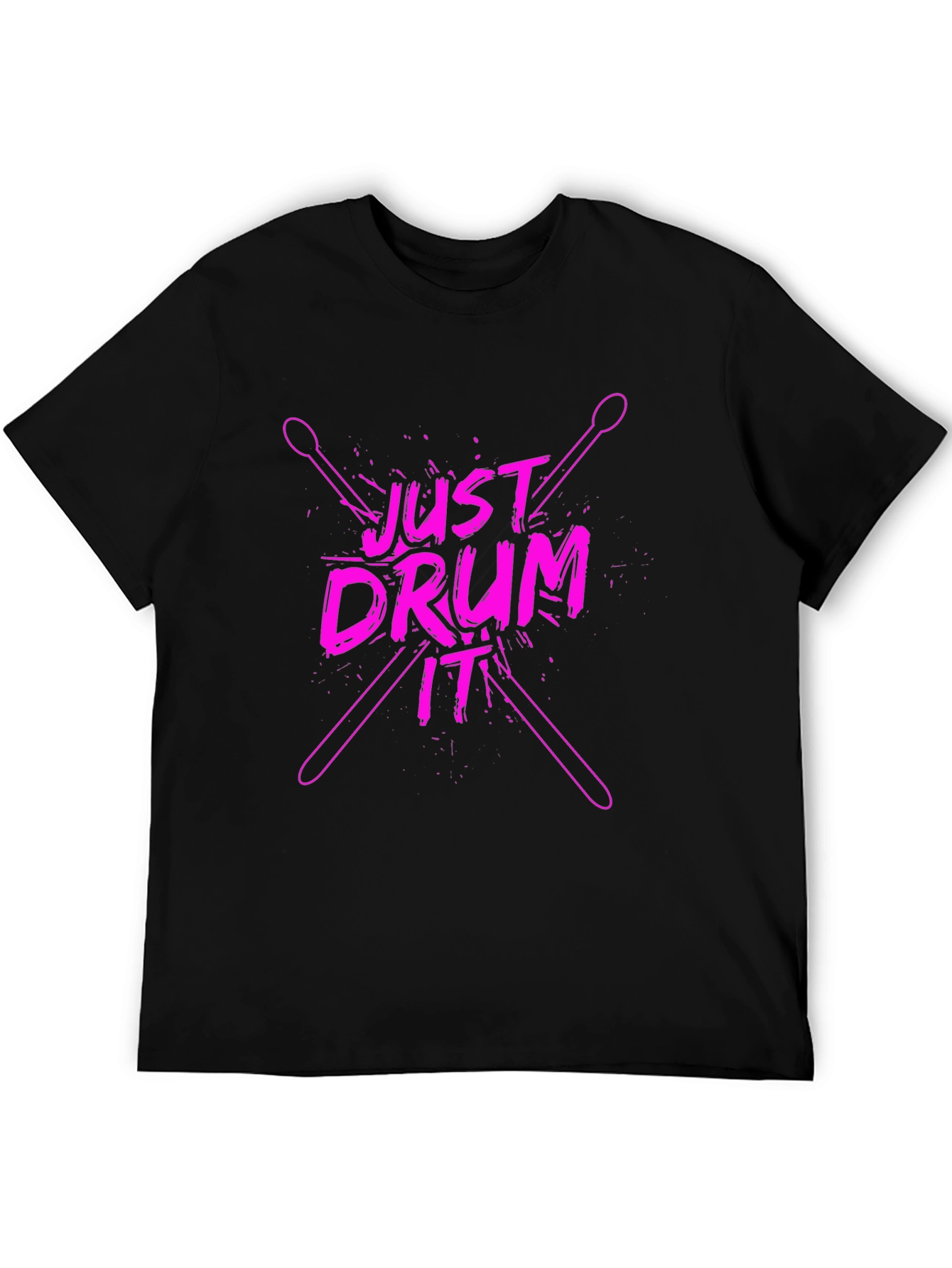 Just Drum It T-Shirt - Black Pink Graphic Tee