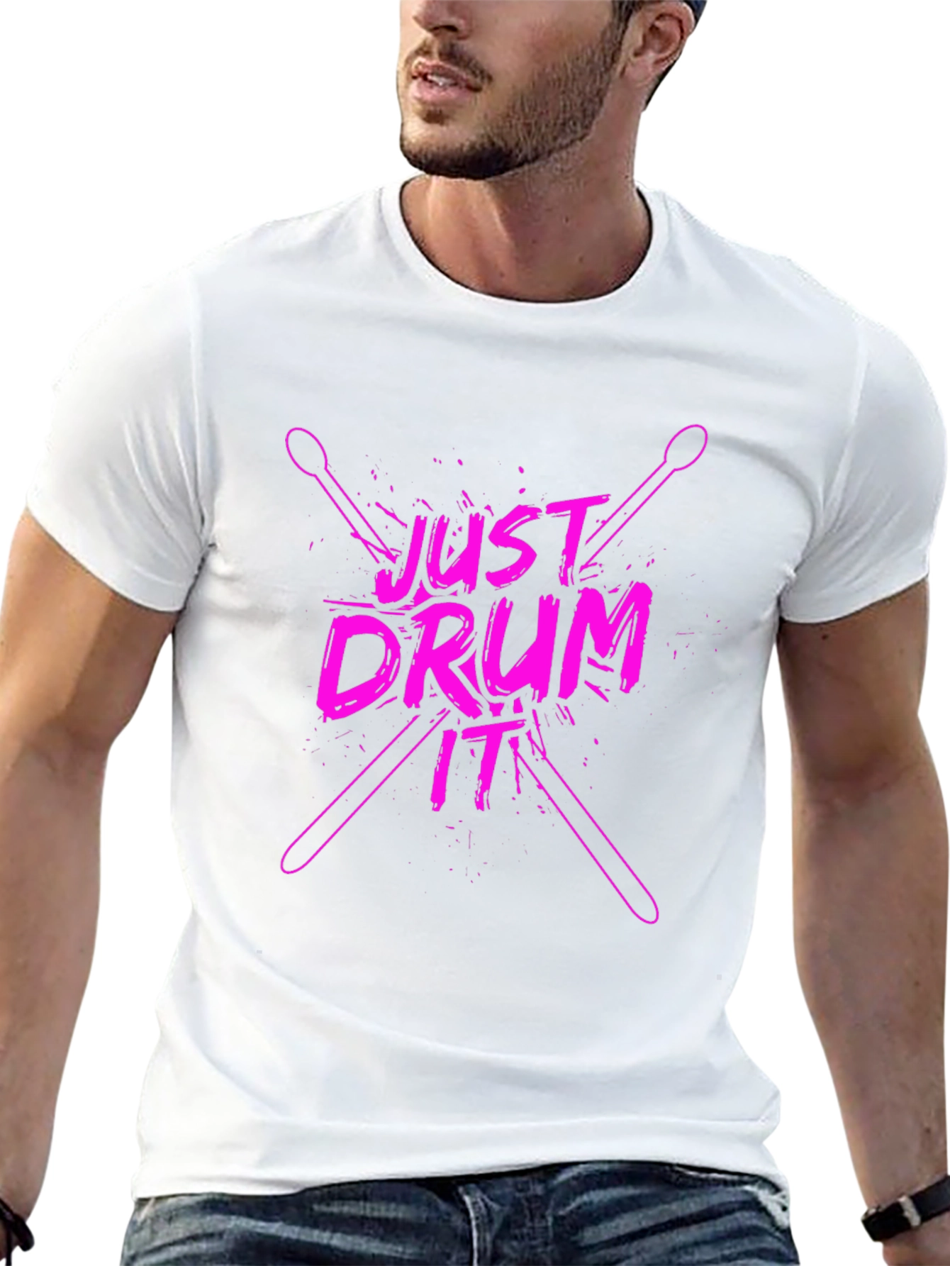 Just Drum It T-Shirt - Black Pink Graphic Tee