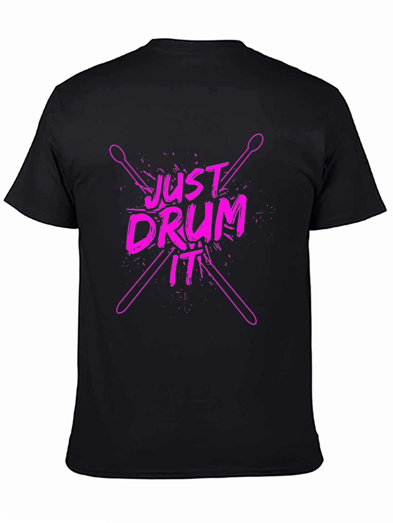 Just Drum It T-Shirt - Black Pink Graphic Tee