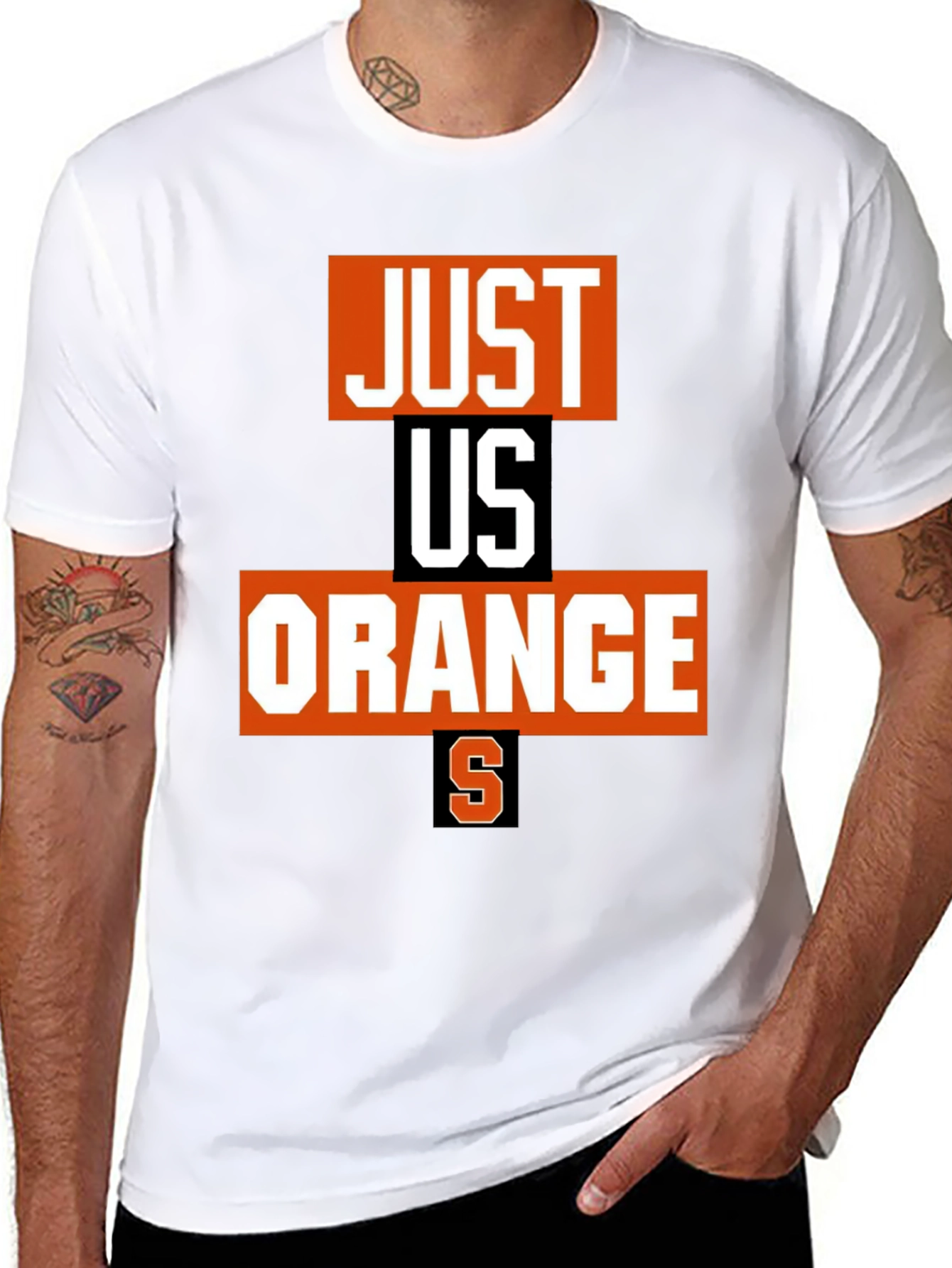 Just Us Orange Graphic Tee - Black