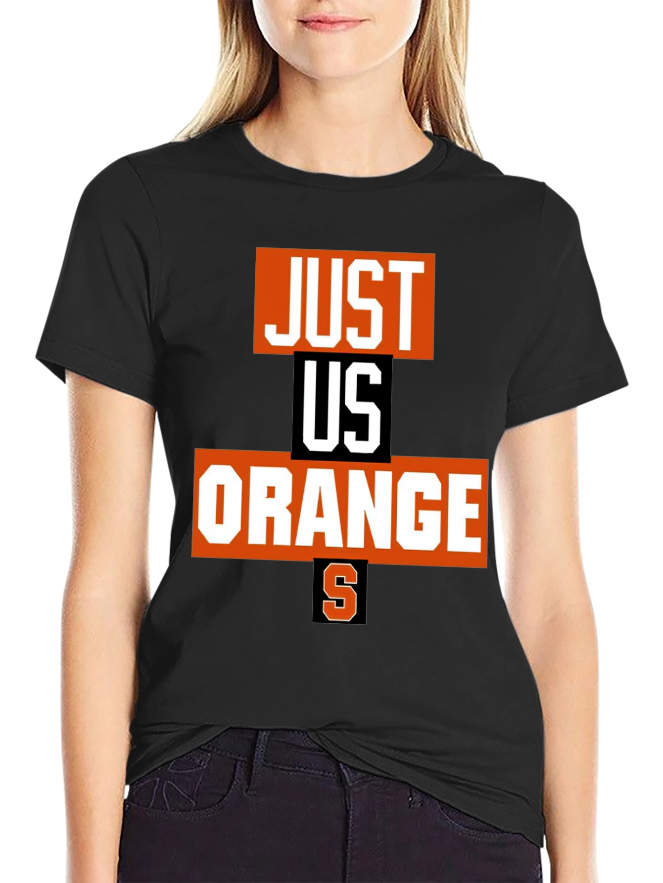 Just Us Orange Graphic Tee - Black