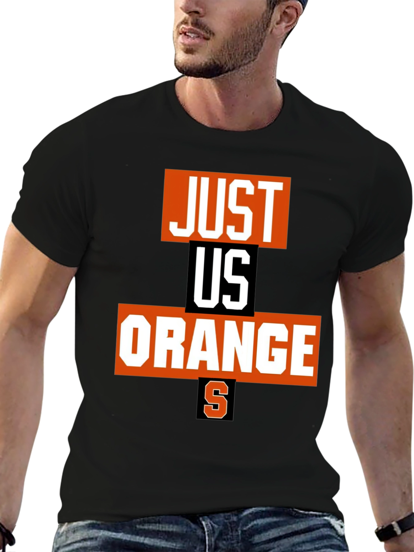 Just Us Orange Graphic Tee - Black