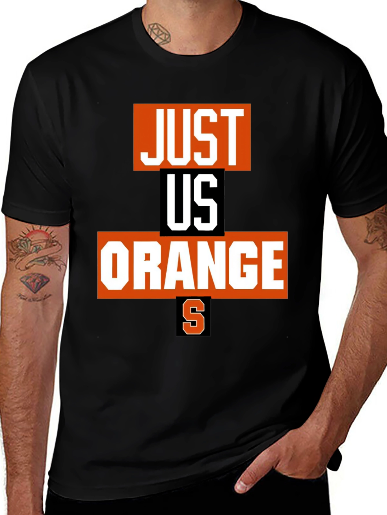 Just Us Orange Graphic Tee - Black