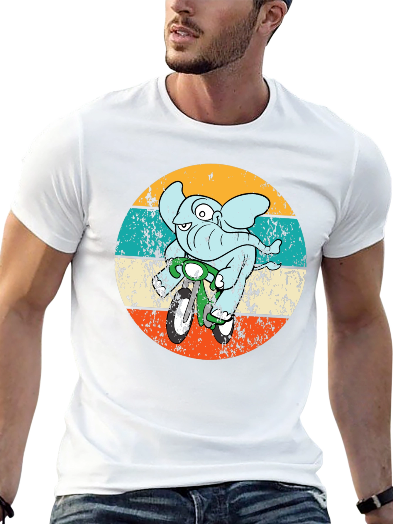 Elephant on Bike Graphic T-Shirt