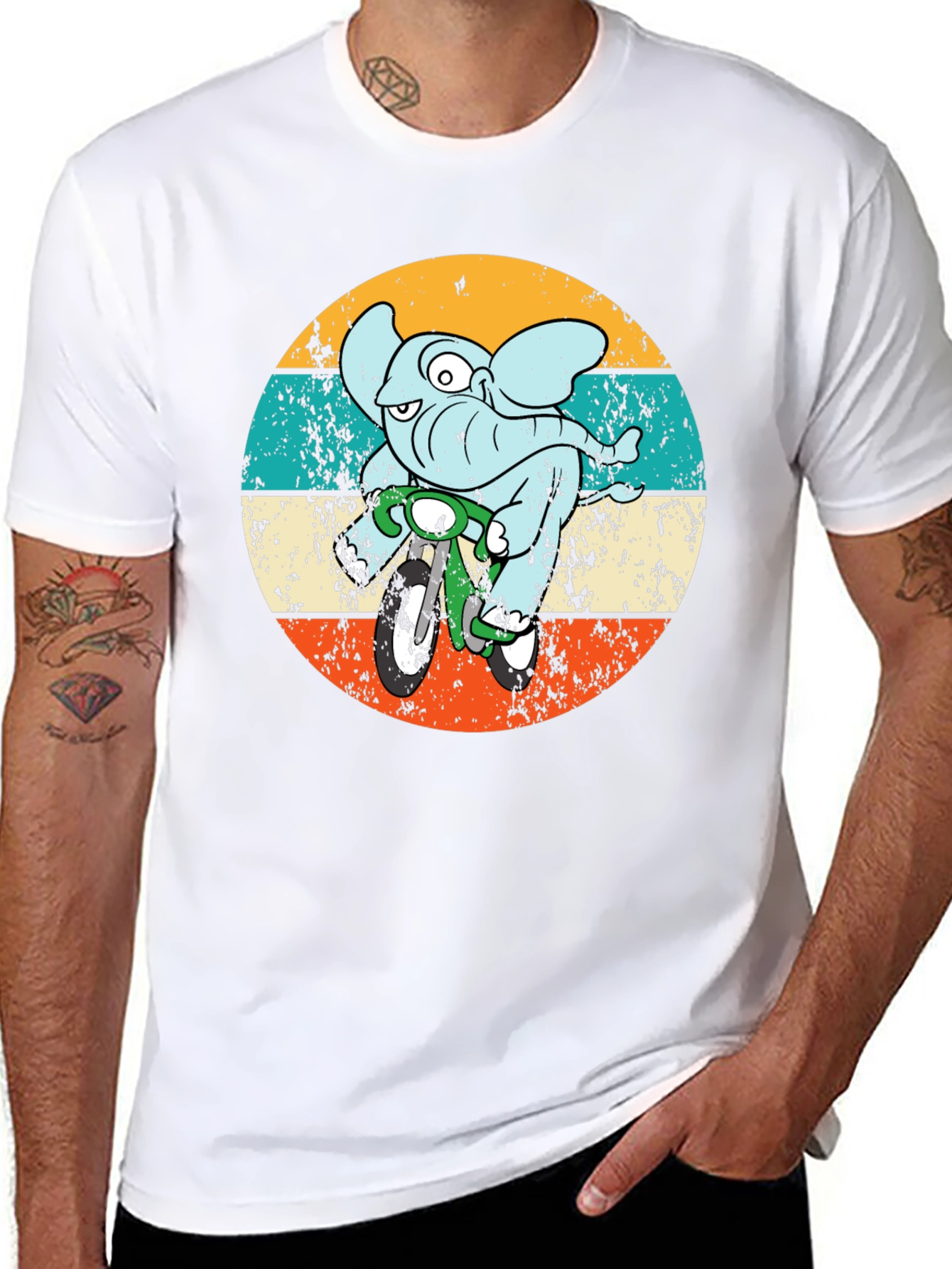 Elephant on Bike Graphic T-Shirt