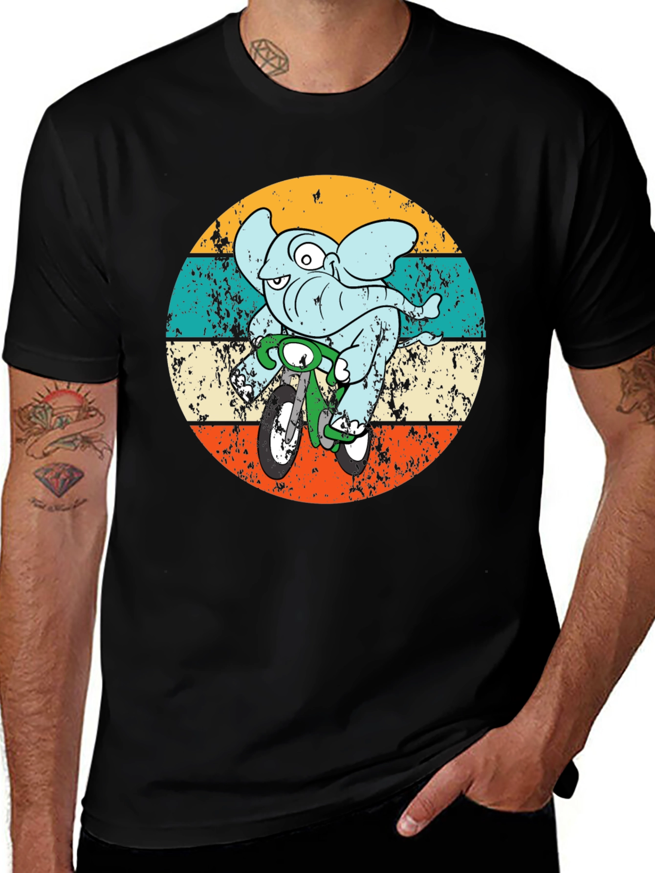 Elephant on Bike Graphic T-Shirt