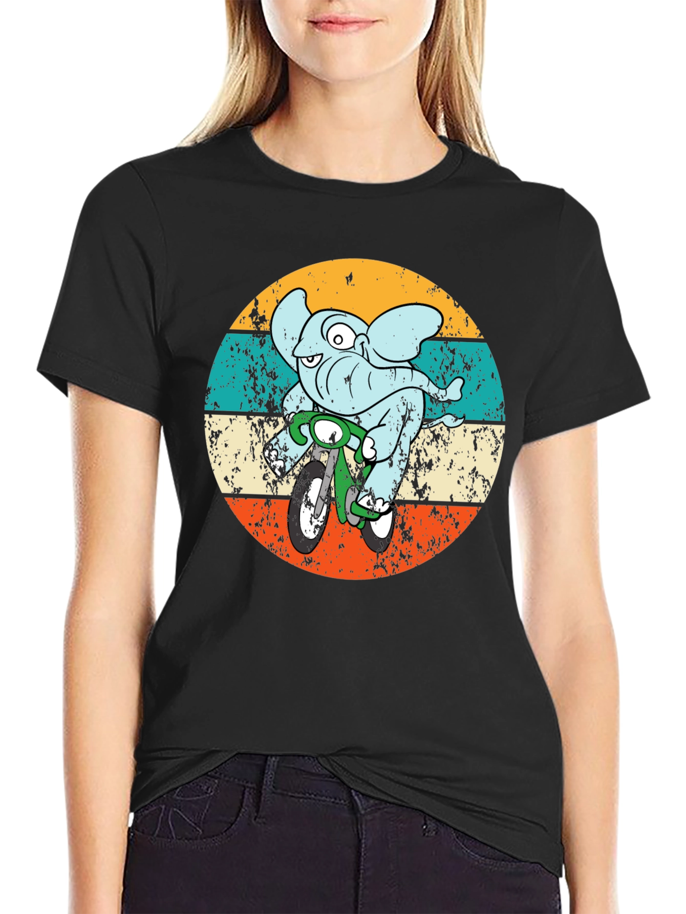 Elephant on Bike Graphic T-Shirt
