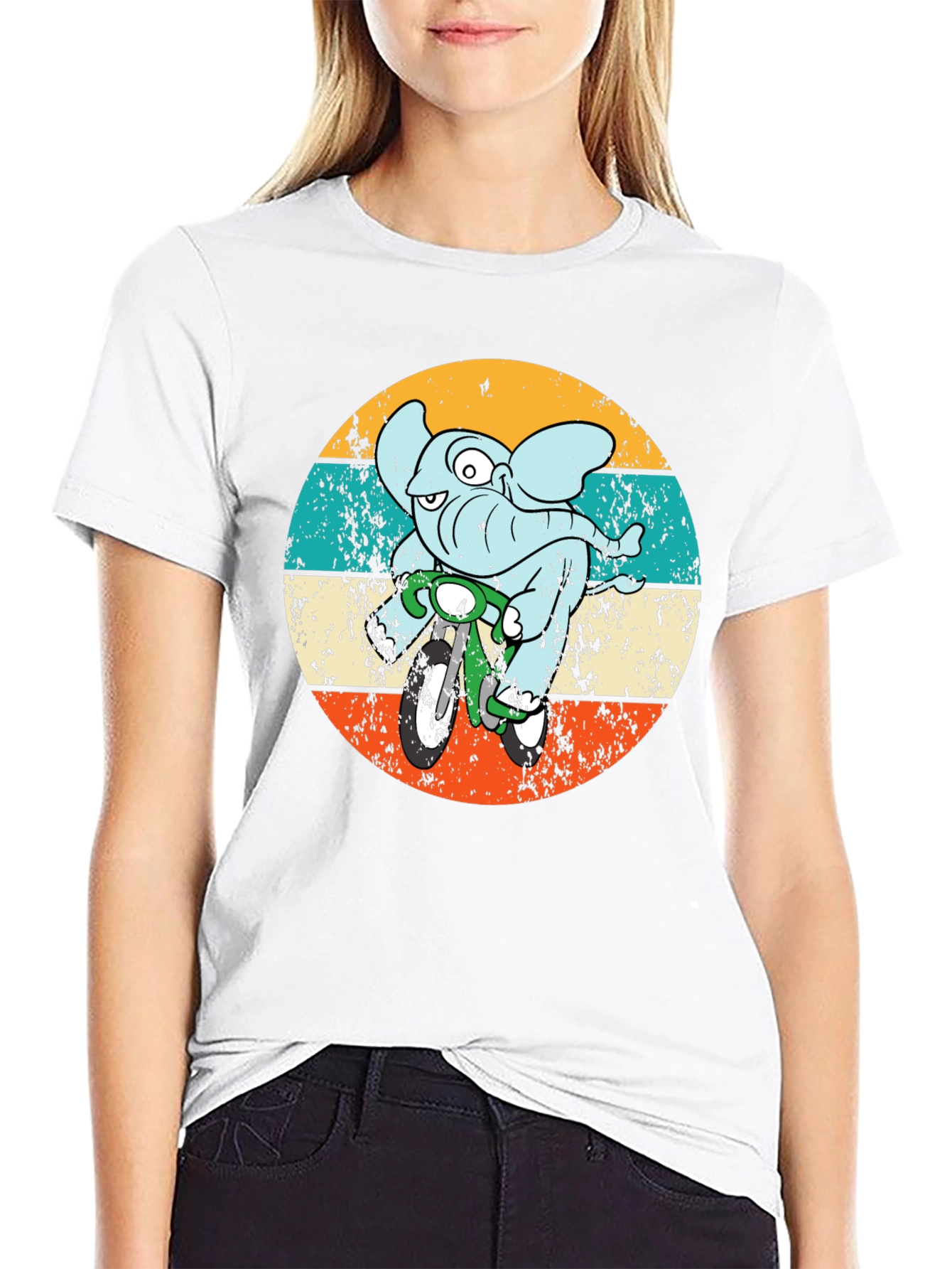 Elephant on Bike Graphic T-Shirt