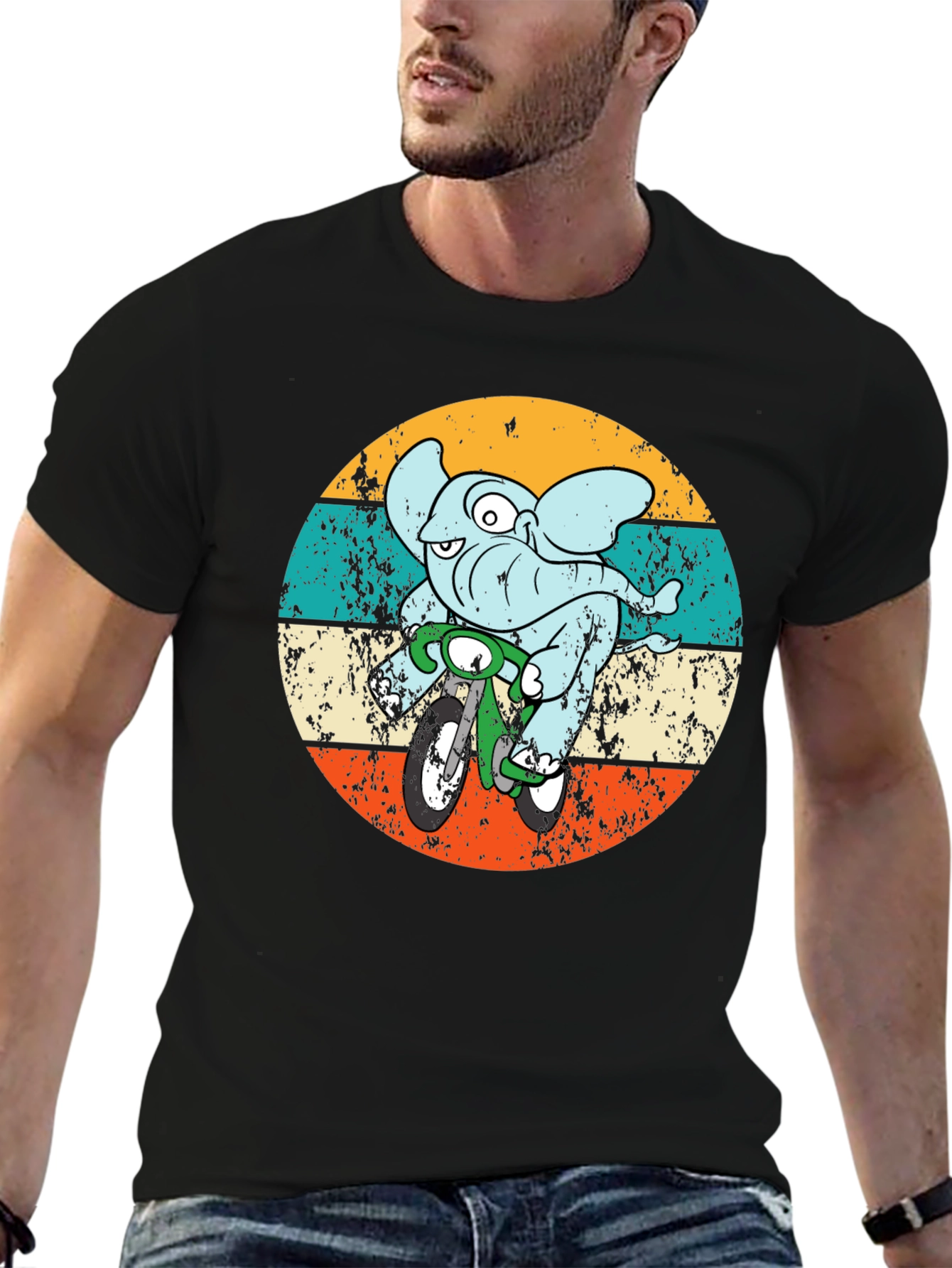 Elephant on Bike Graphic T-Shirt
