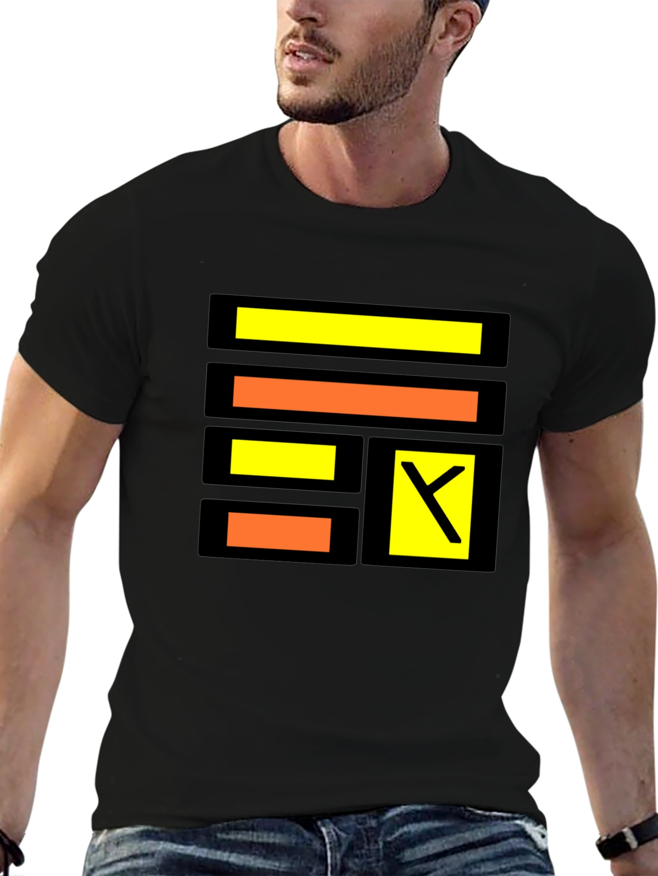 Modern Geometric Design Black T-Shirt