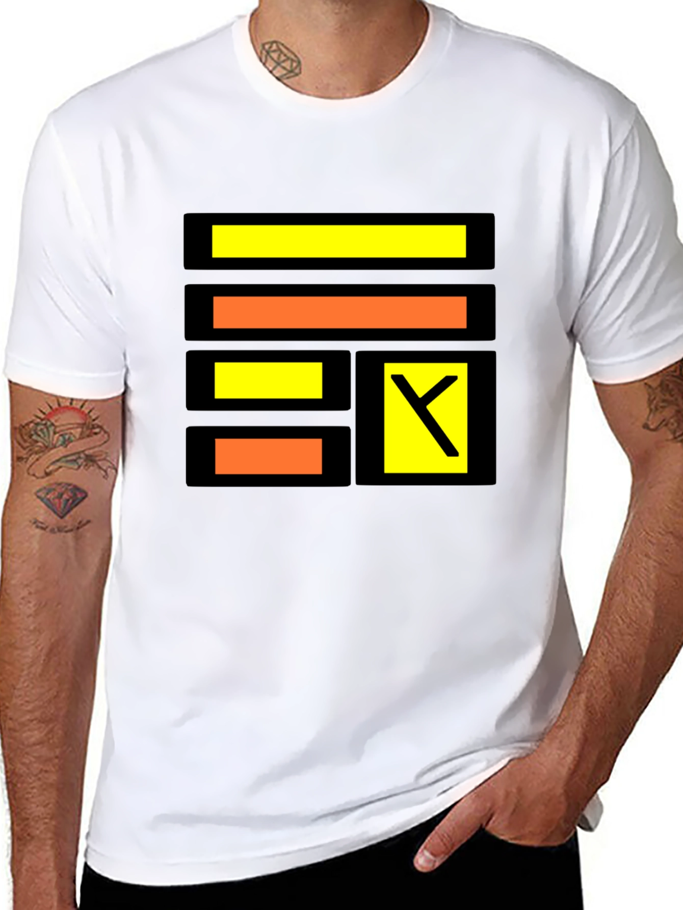 Modern Geometric Design Black T-Shirt