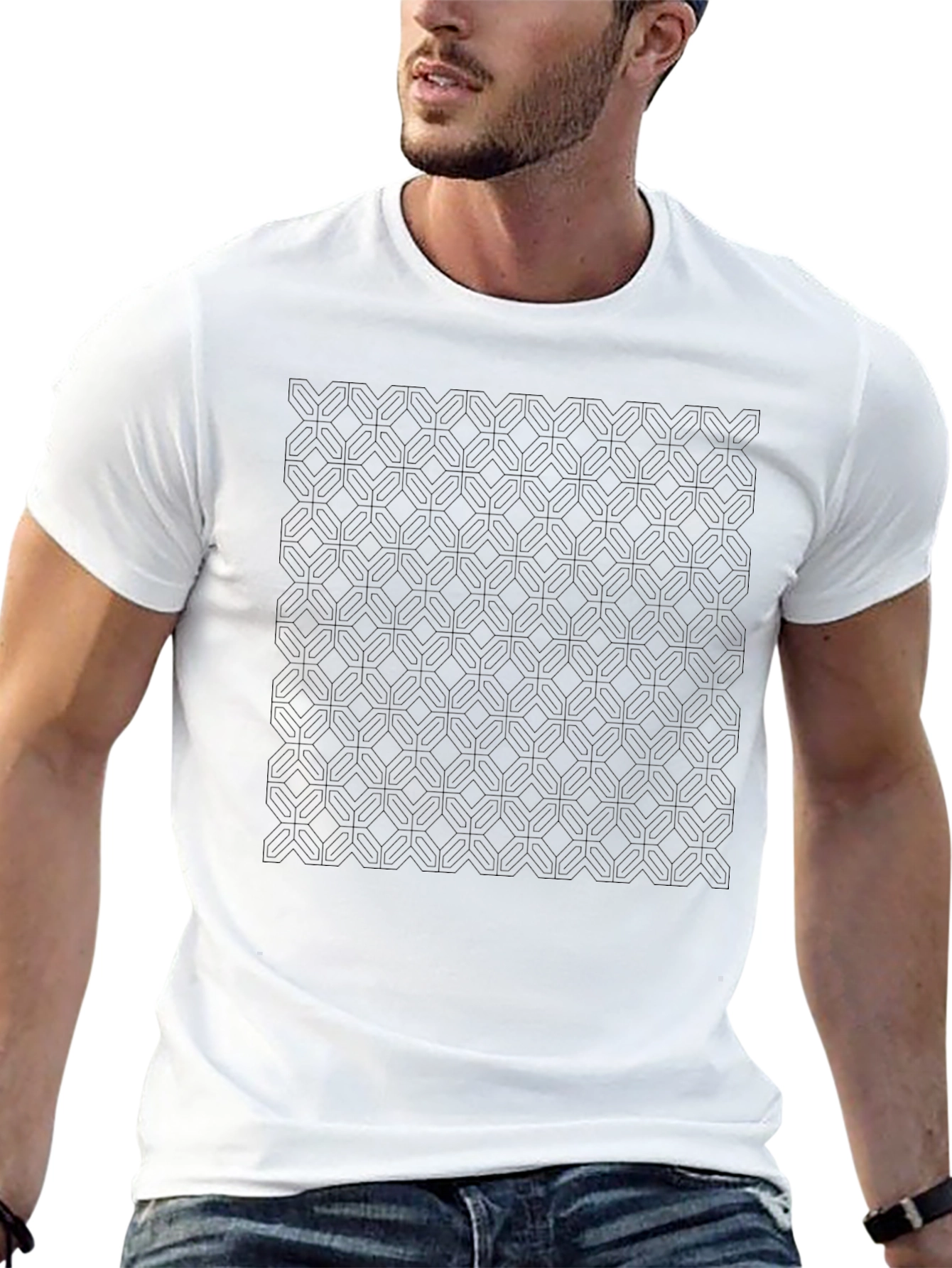 Geometric Pattern Black T-Shirt