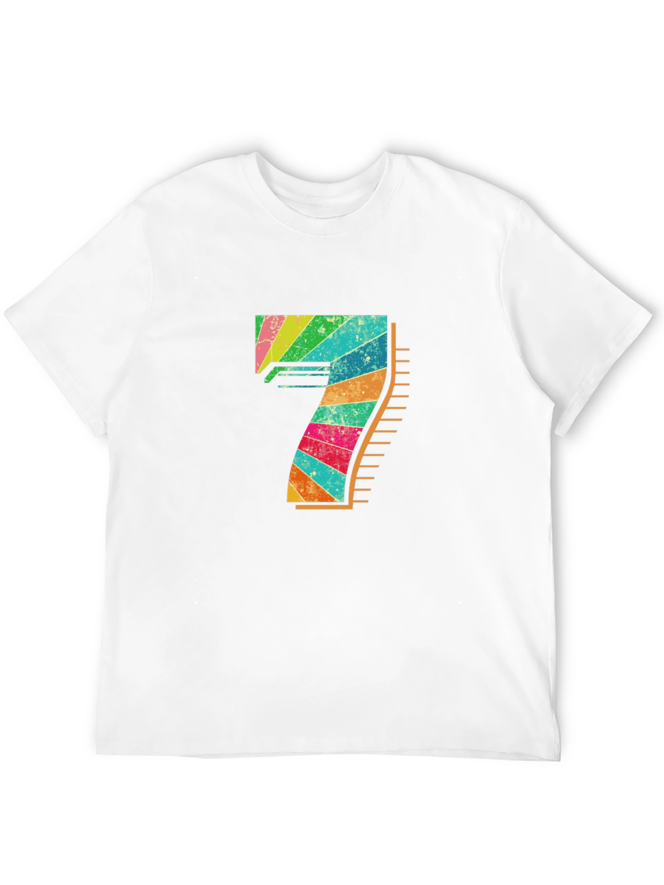 Retro Rainbow Number 7 Graphic Tee