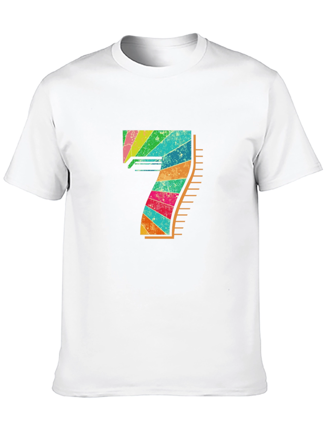 Retro Rainbow Number 7 Graphic Tee