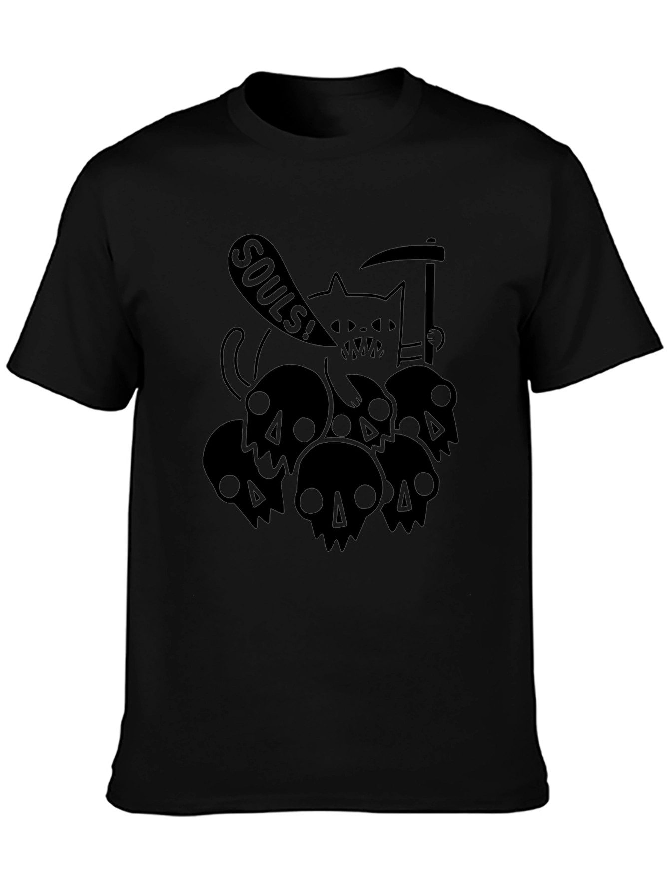 Grim Reaper Cat Souls T-Shirt - Black