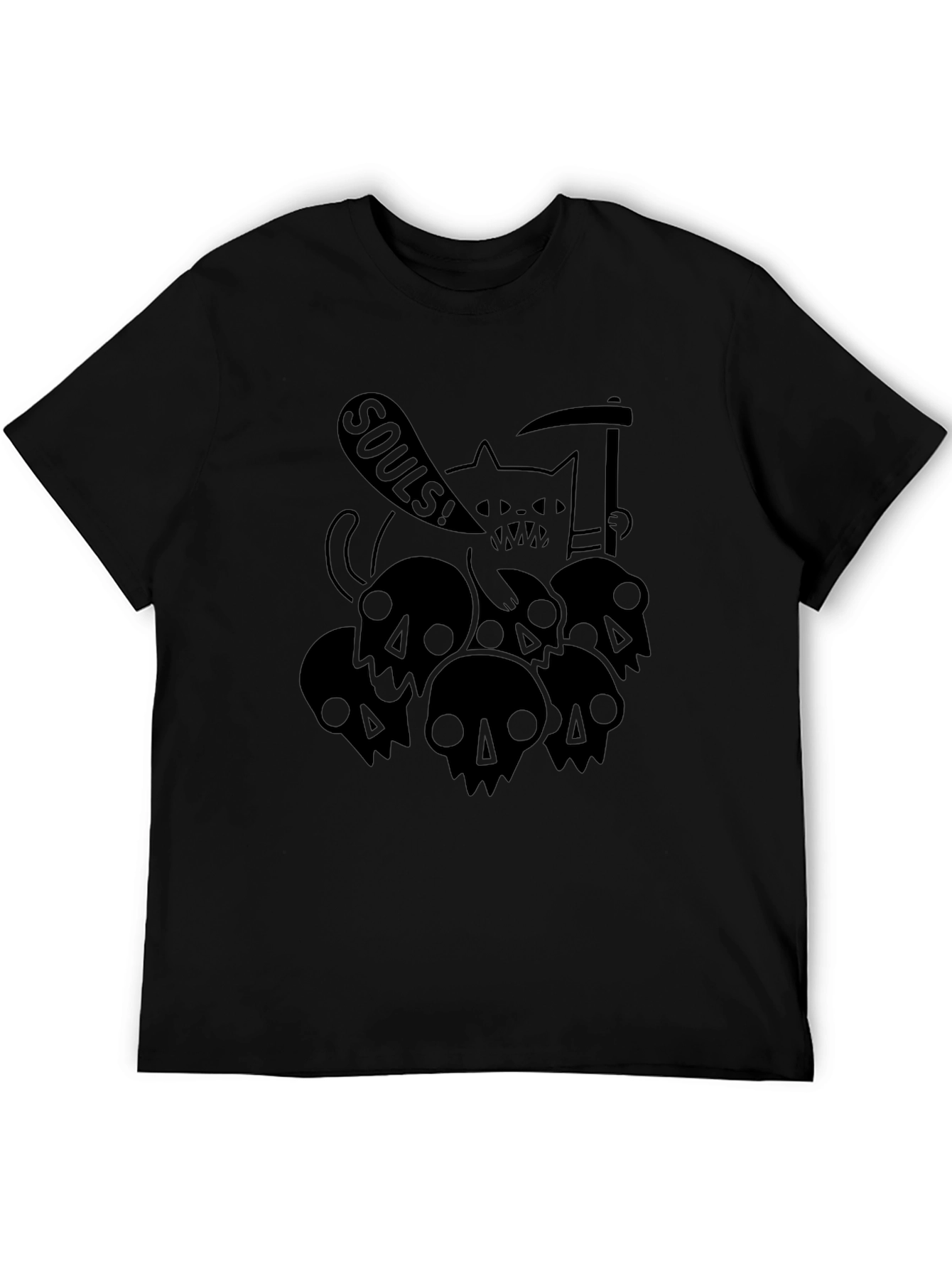 Grim Reaper Cat Souls T-Shirt - Black