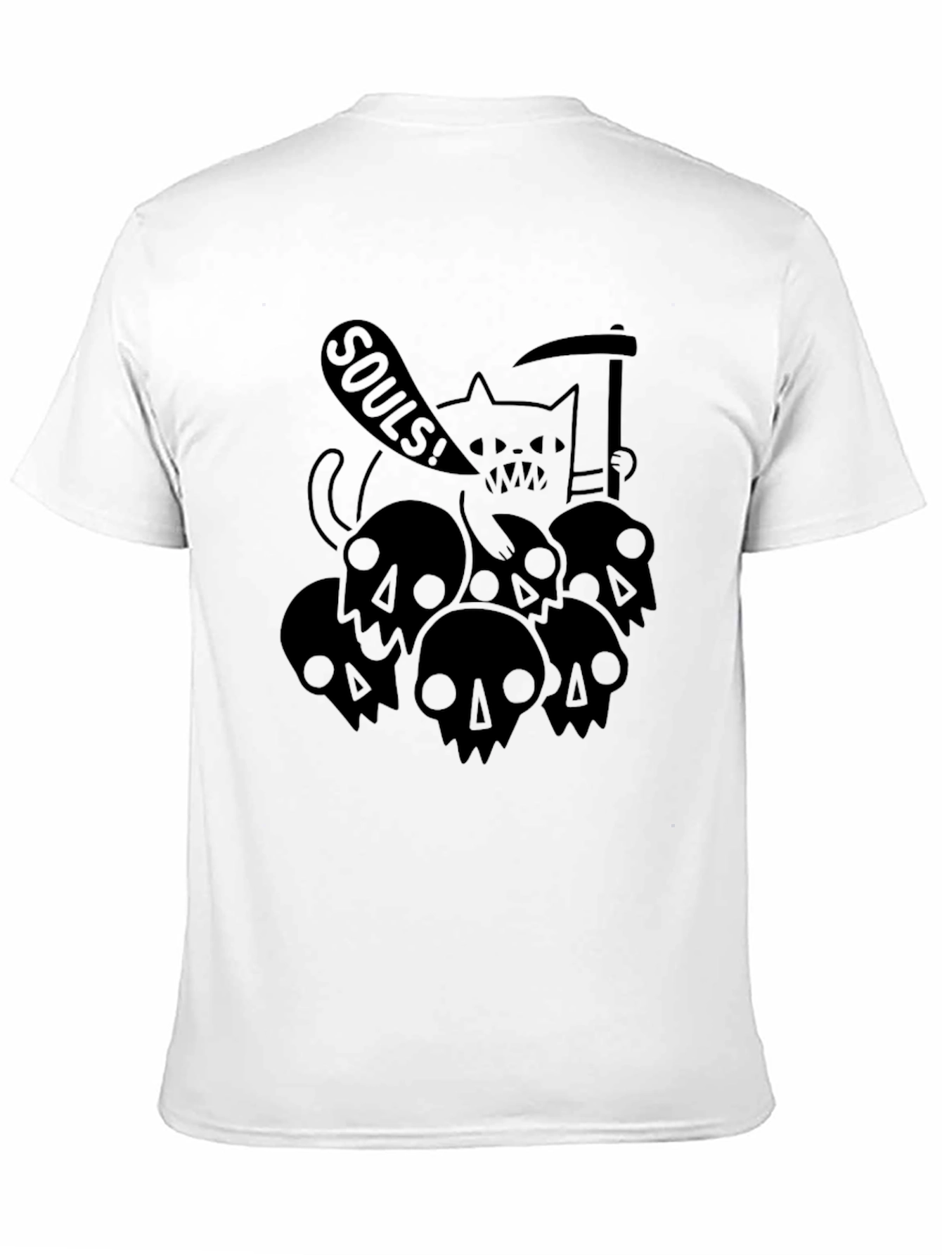 Grim Reaper Cat Souls T-Shirt - Black