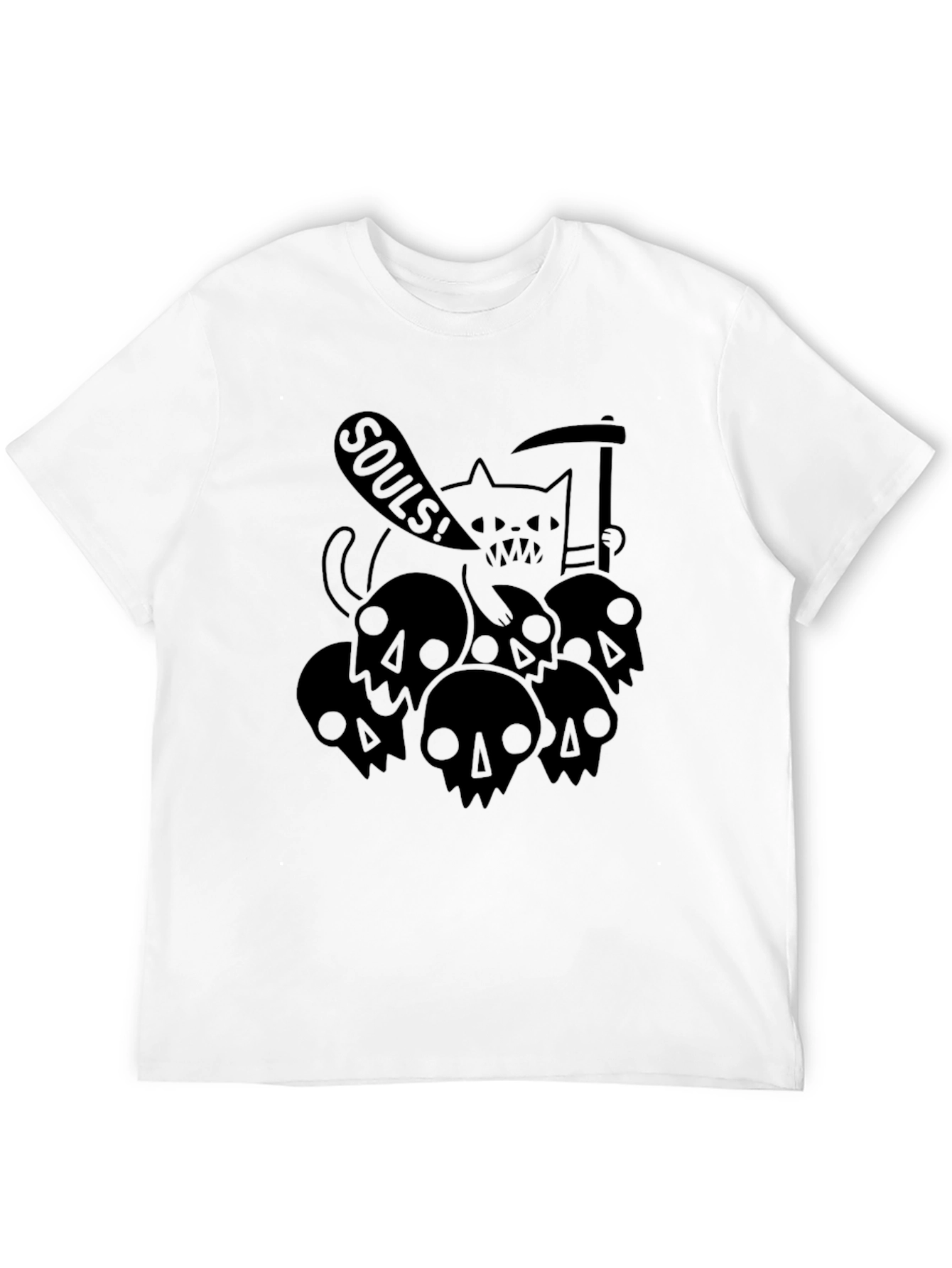 Grim Reaper Cat Souls T-Shirt - Black