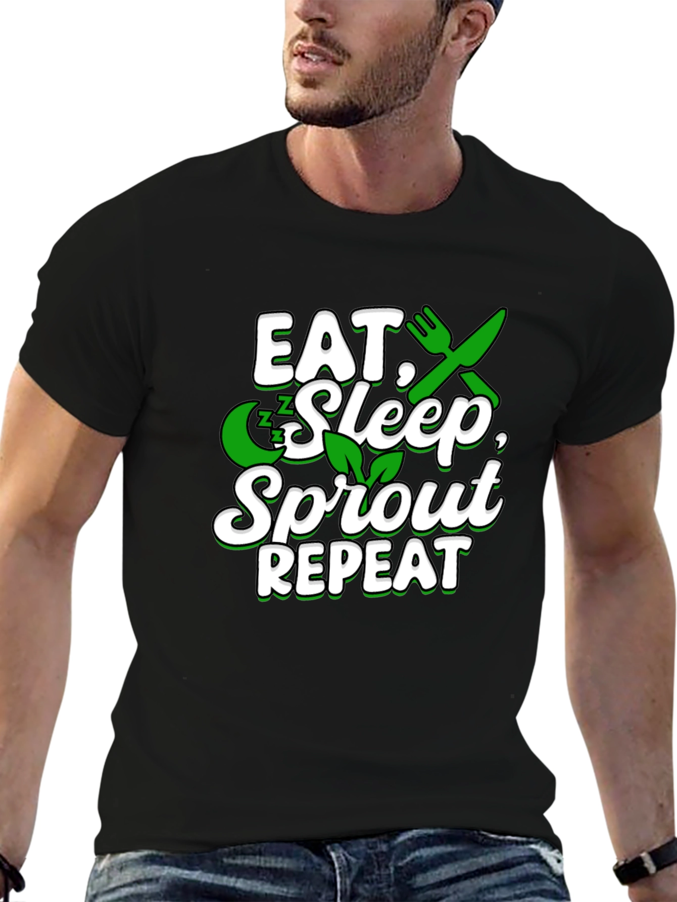 Eat Sleep Sprout Repeat Graphic T-Shirt