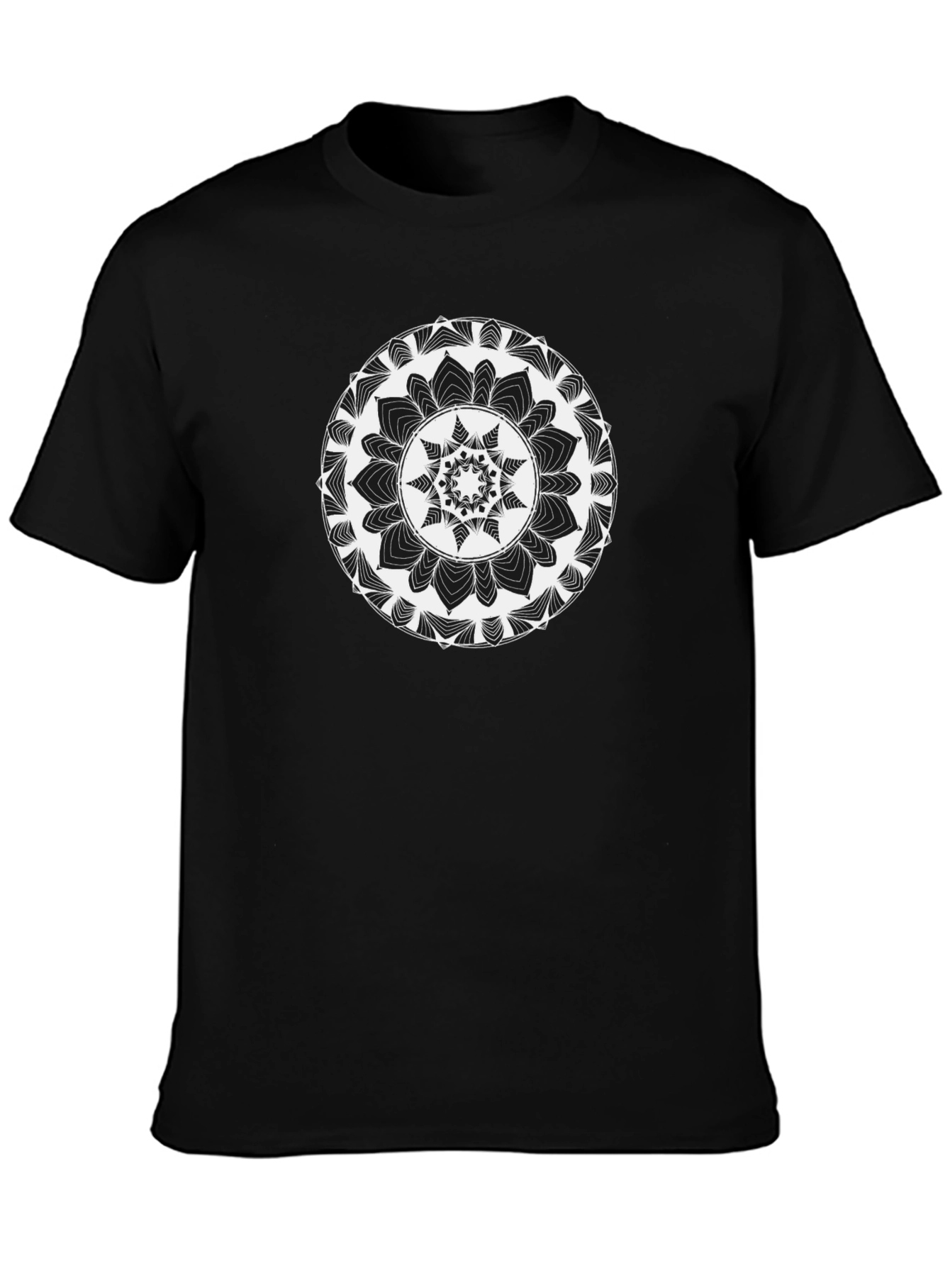 Black Tee with Mandala Design