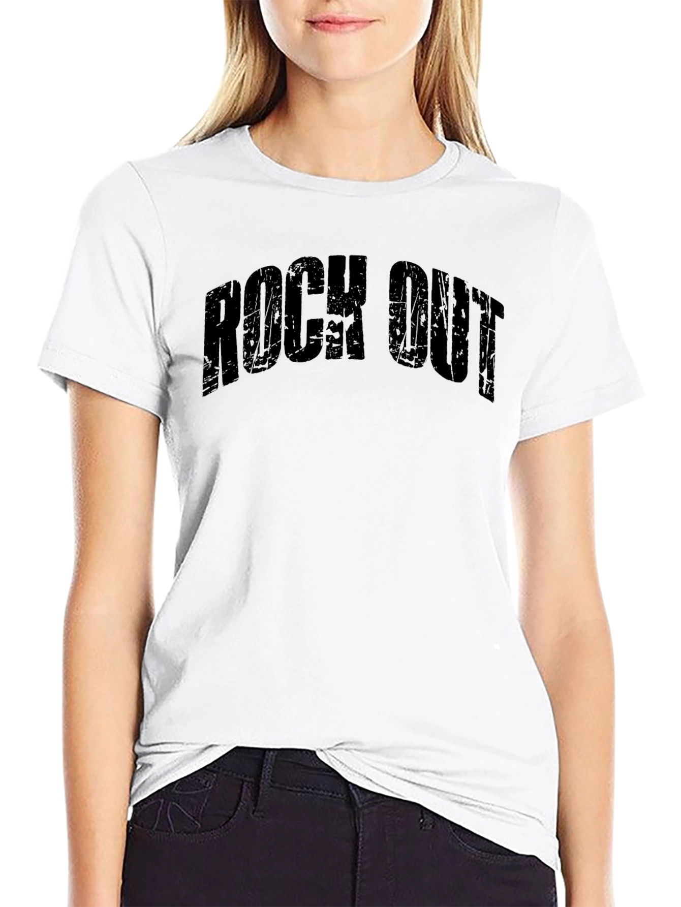 Rock Out Graphic T-Shirt - Black Crew Neck