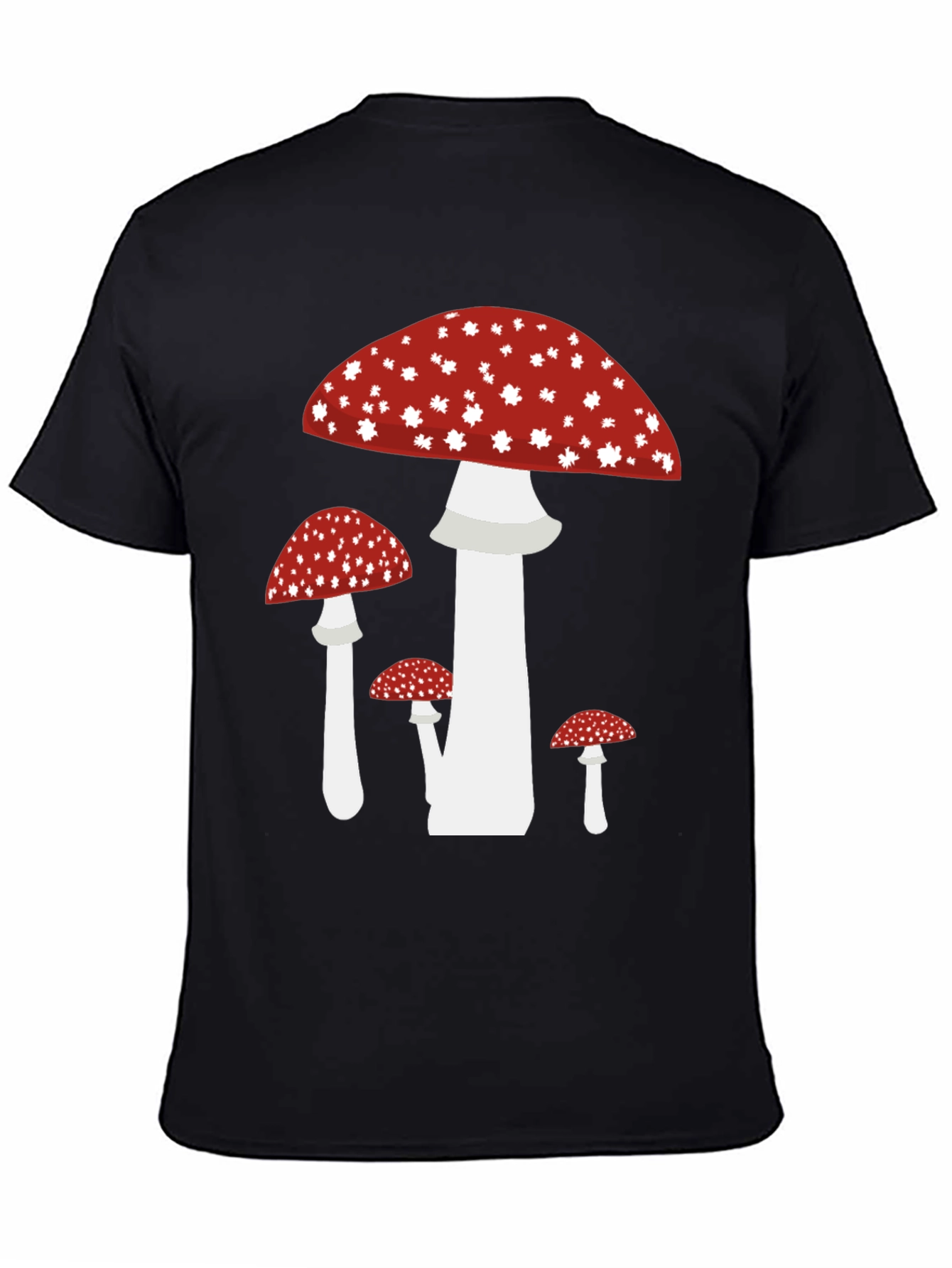 Mushroom Print Black T-Shirt