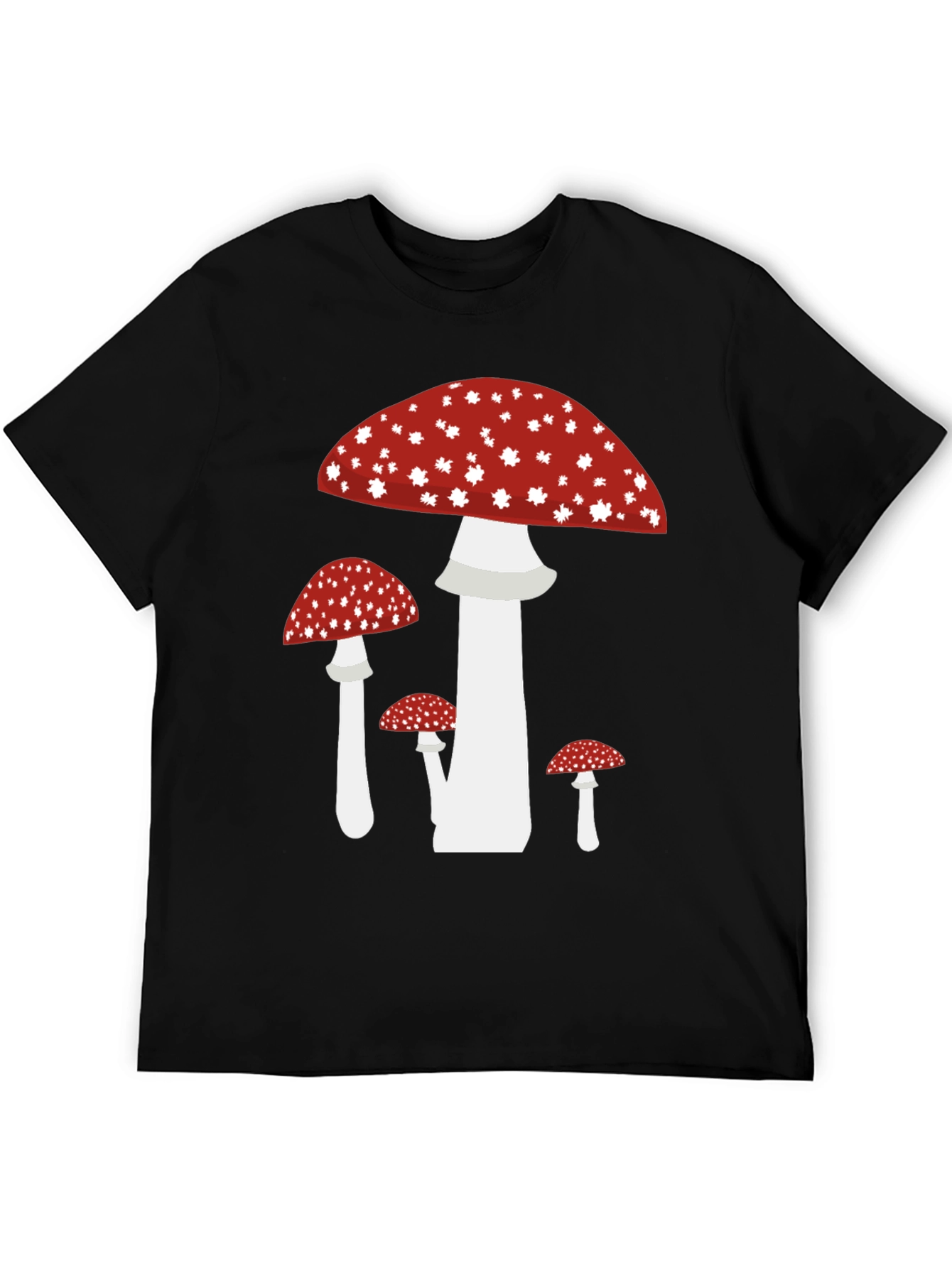 Mushroom Print Black T-Shirt