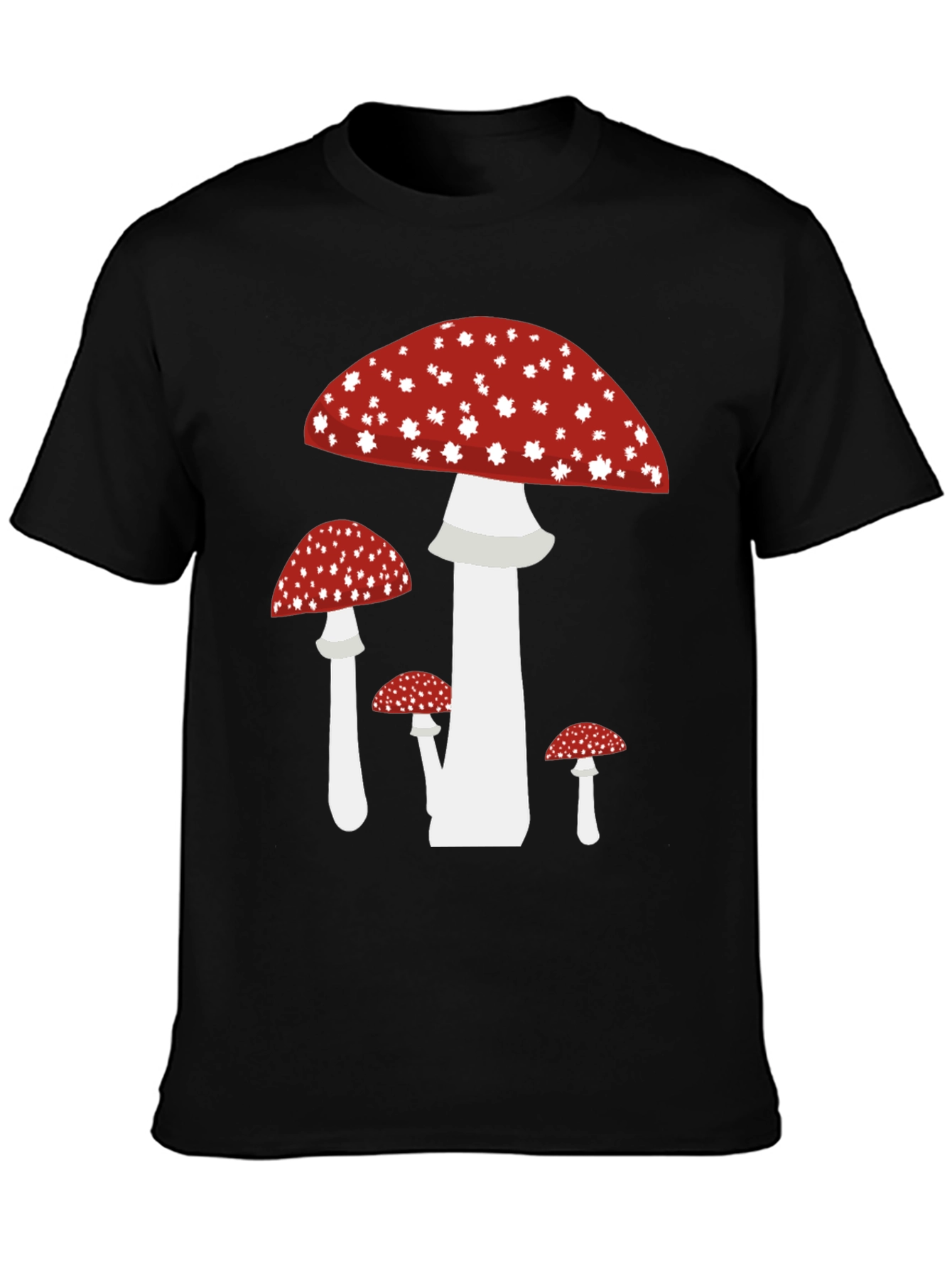 Mushroom Print Black T-Shirt