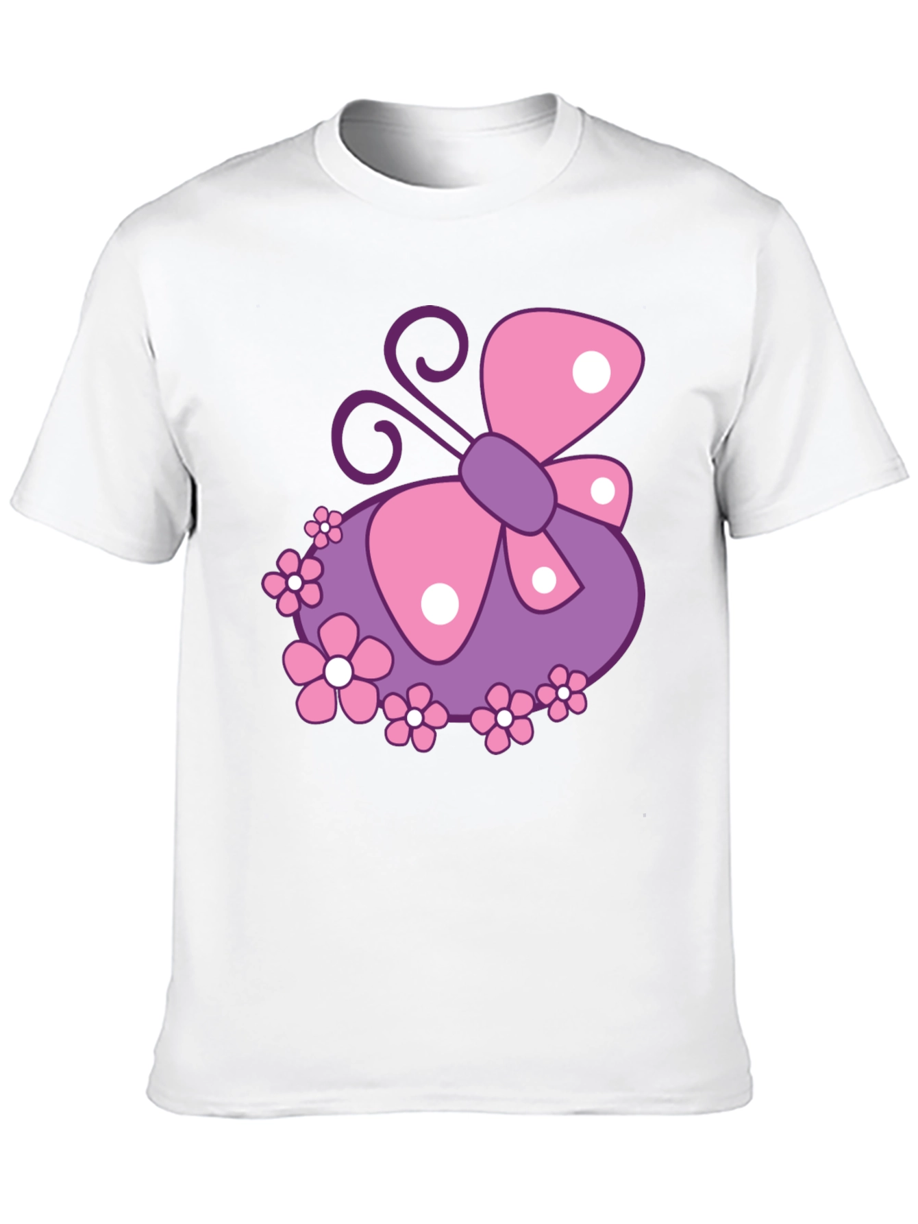 Butterfly & Flowers Graphic Black T-Shirt