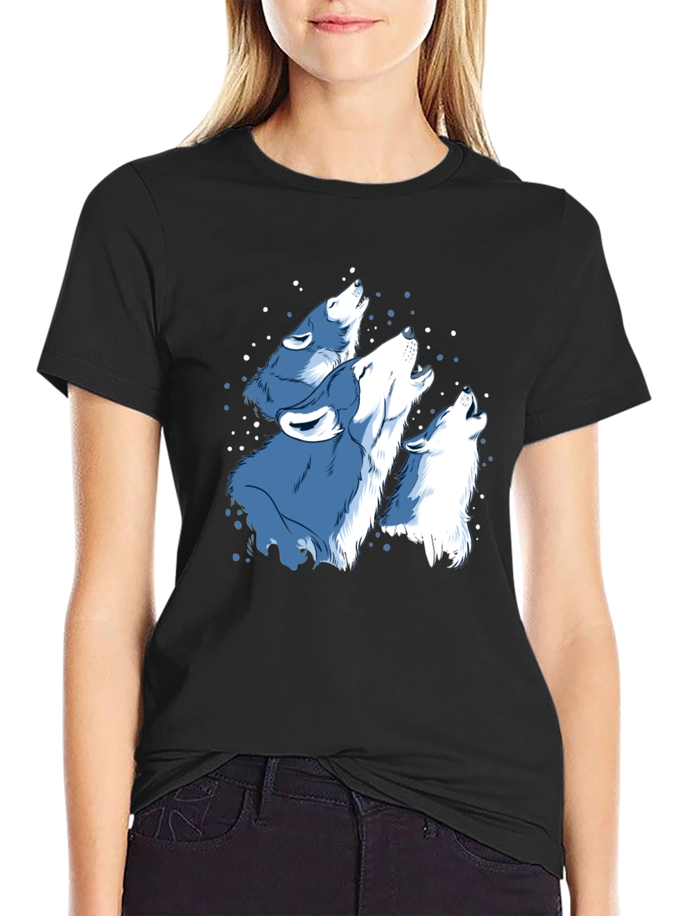 Mens Black Wolf Pack Graphic T-Shirt