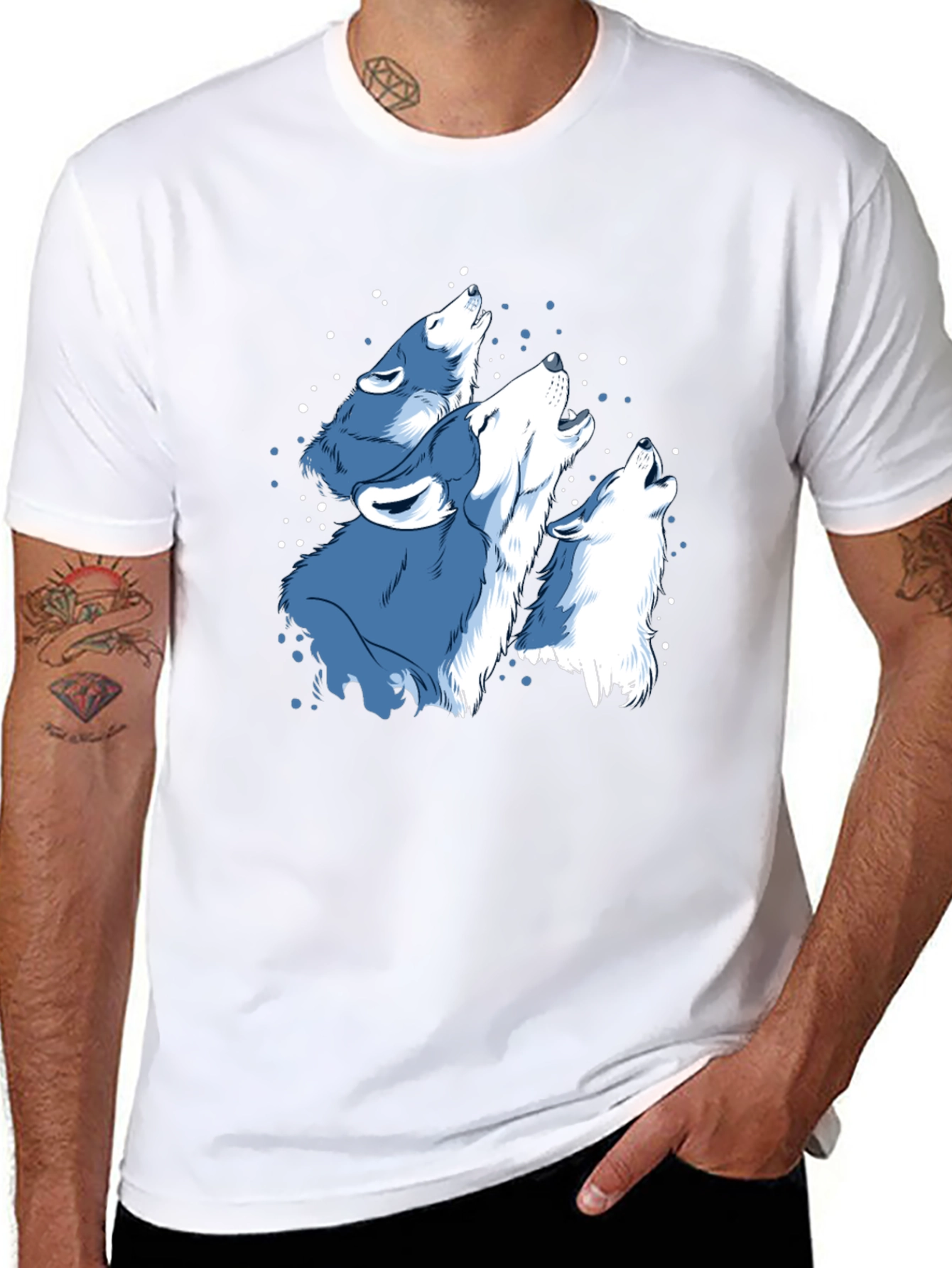 Mens Black Wolf Pack Graphic T-Shirt