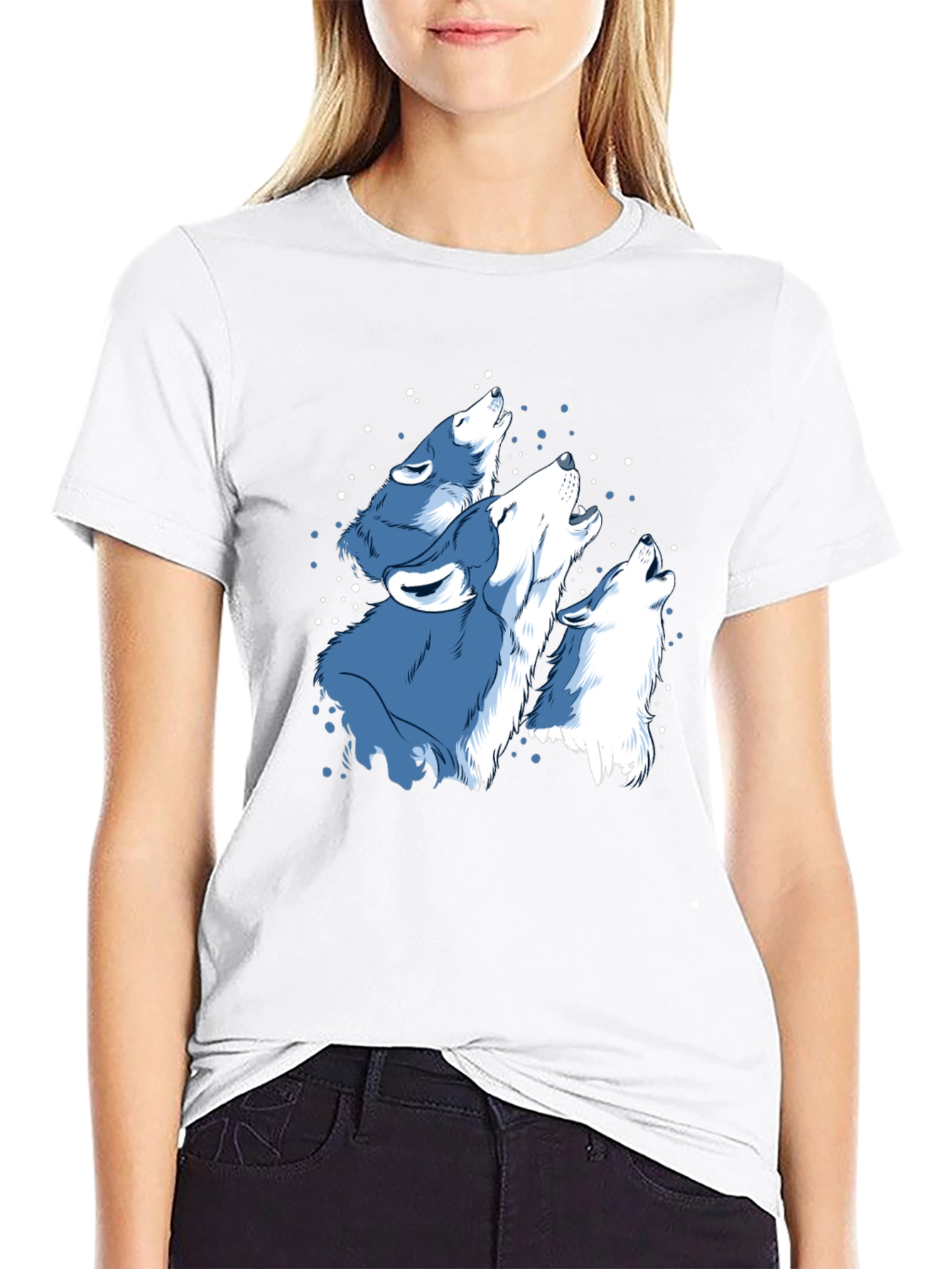 Mens Black Wolf Pack Graphic T-Shirt