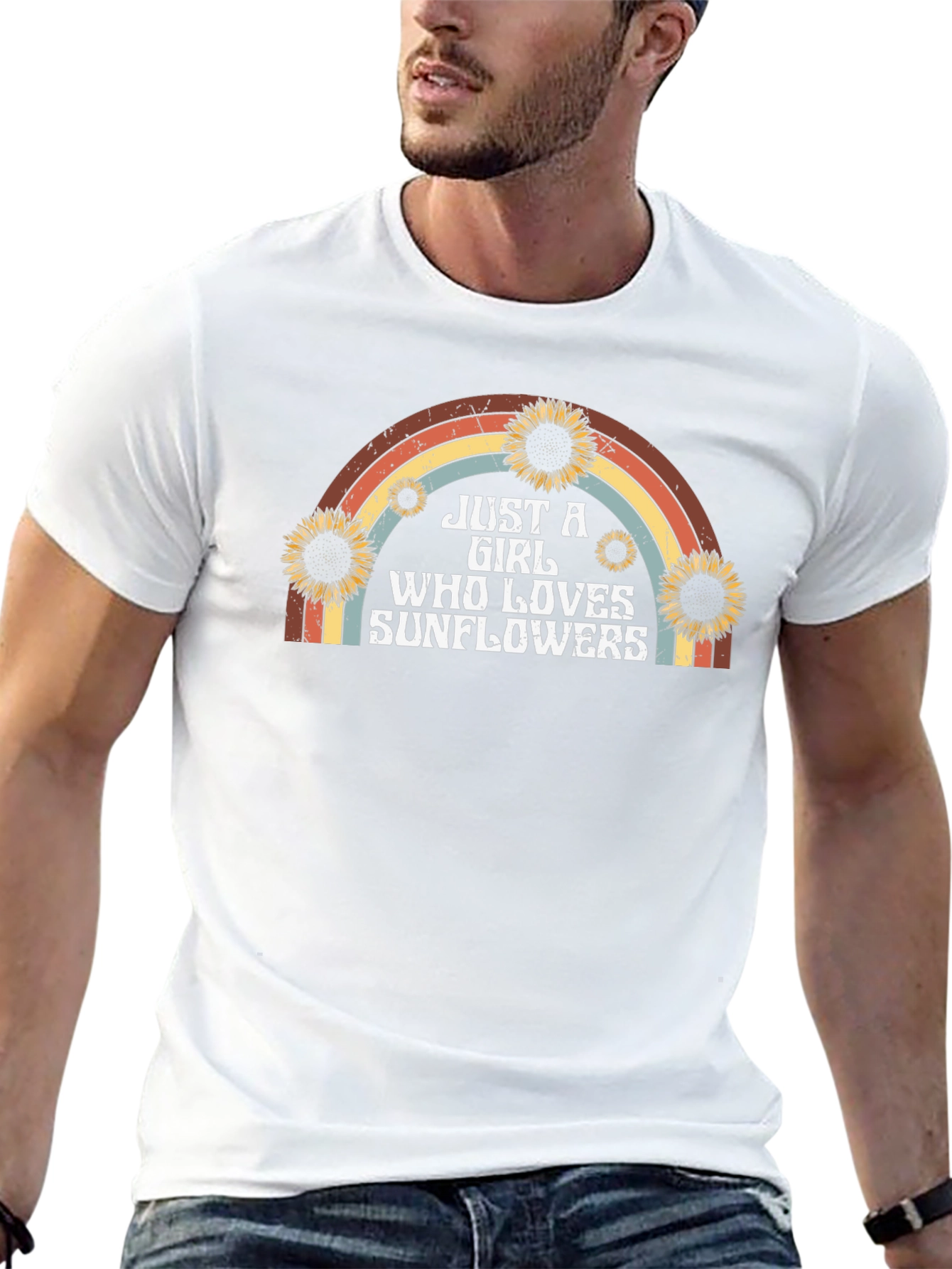Sunflower Lover Rainbow Graphic Tee