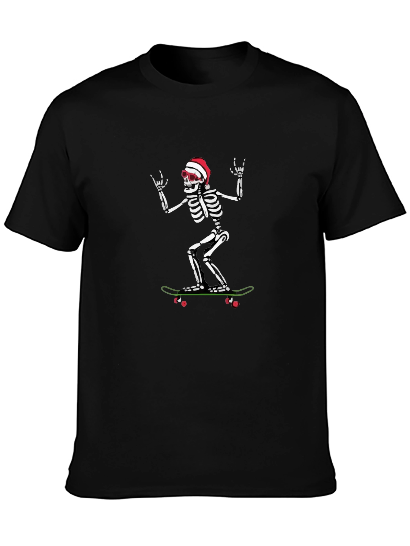 Skeleton Skateboard Santa Hat T-Shirt