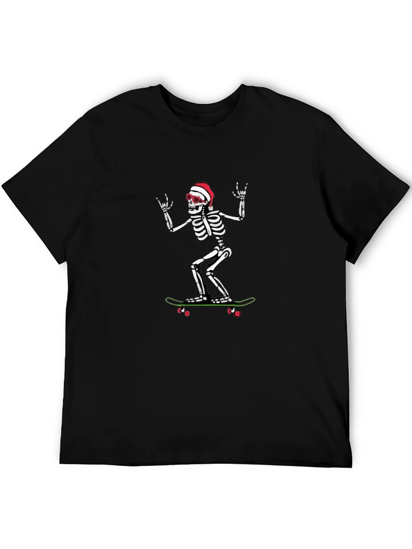 Skeleton Skateboard Santa Hat T-Shirt