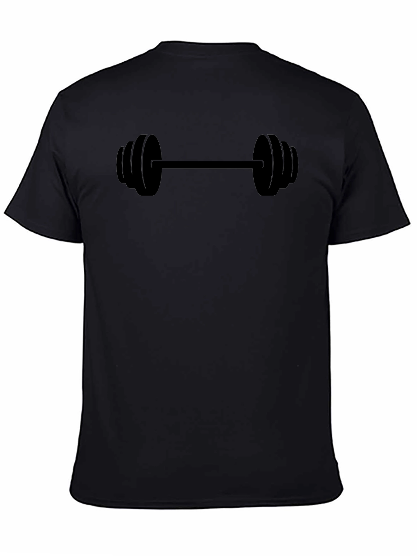 Barbell Graphic Tee - Black Cotton Fitness Shirt