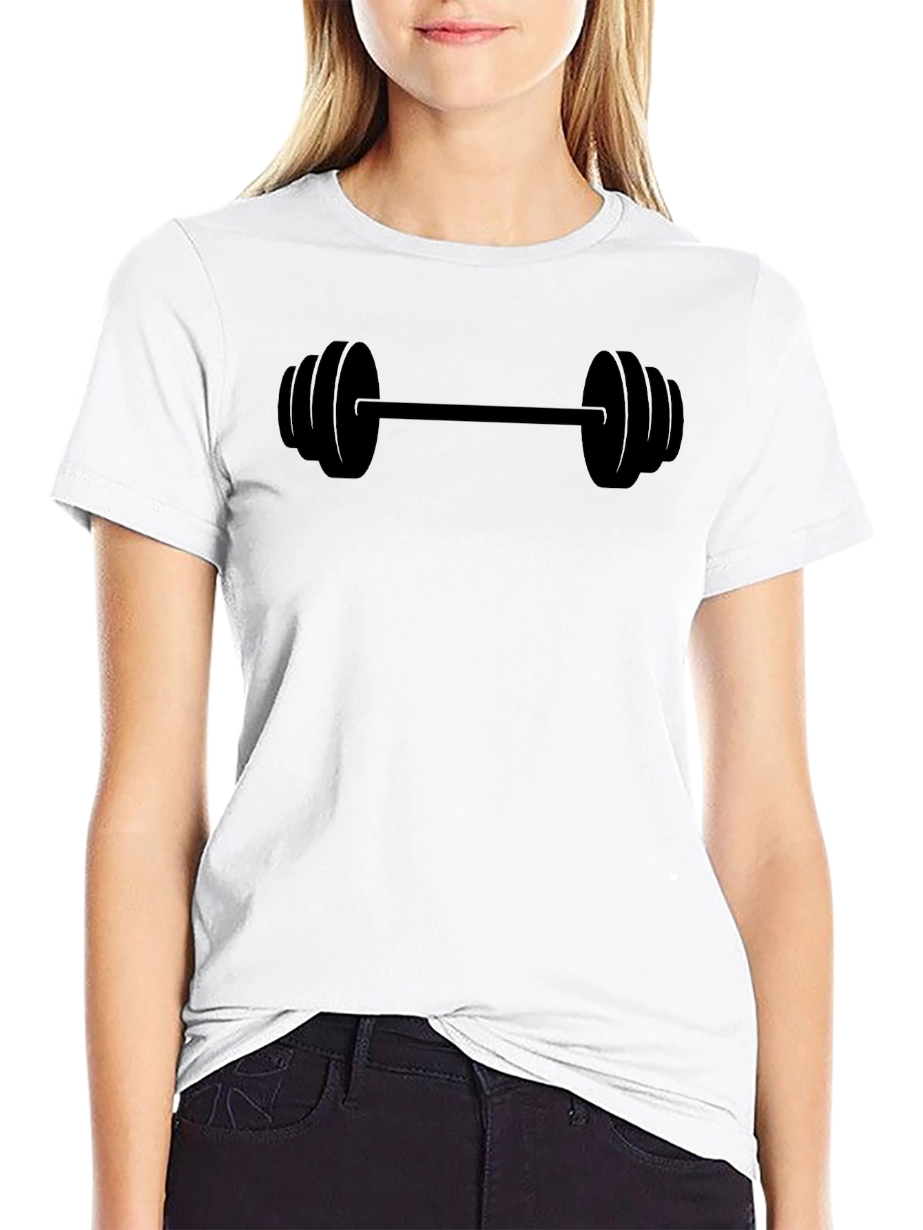 Barbell Graphic Tee - Black Cotton Fitness Shirt