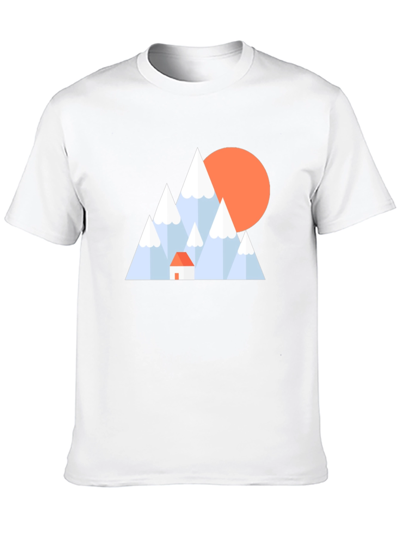 Geometric Mountain Scene Black T-Shirt