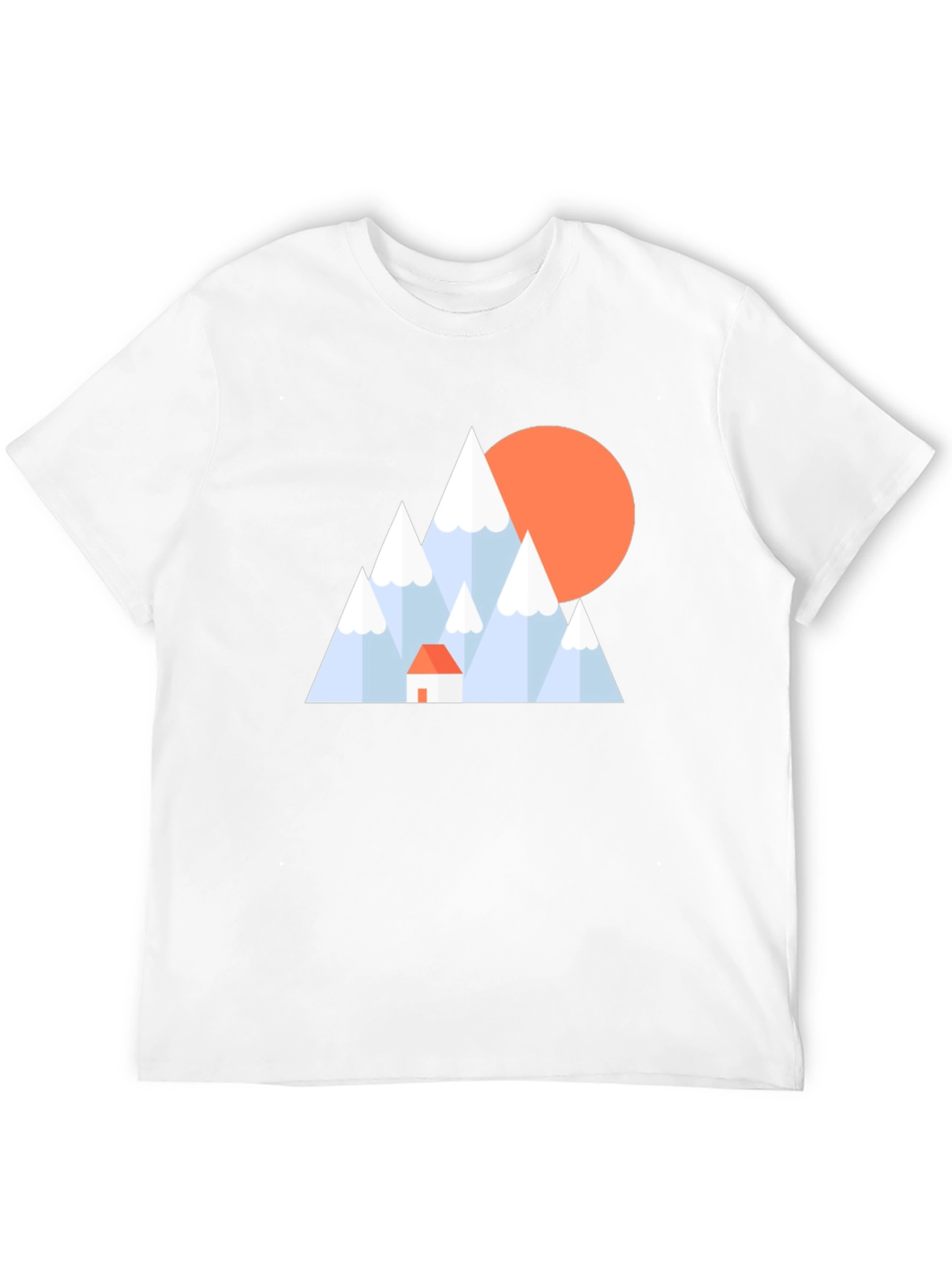 Geometric Mountain Scene Black T-Shirt