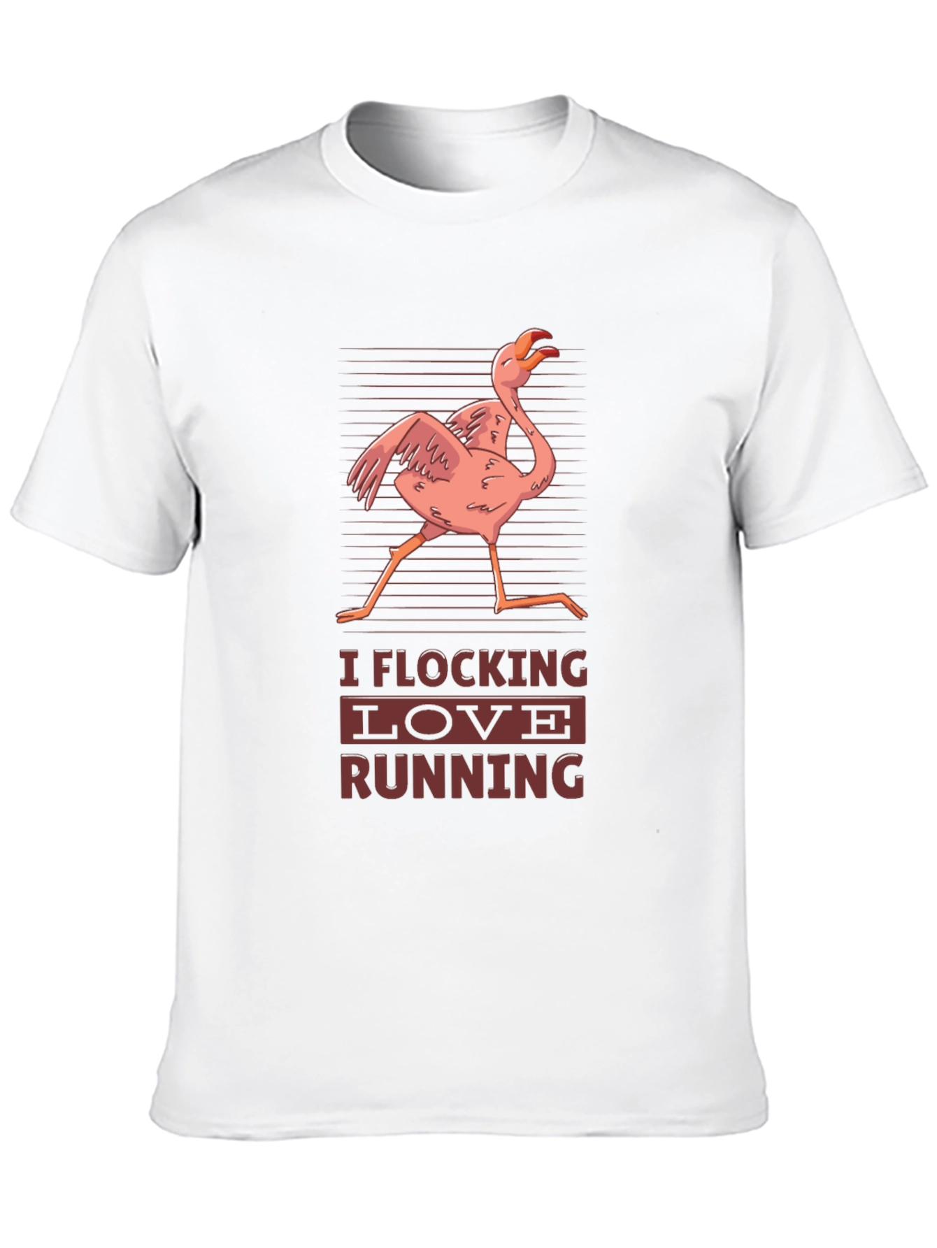 I Flocking Love Running T-Shirt Funny Flamingo Tee